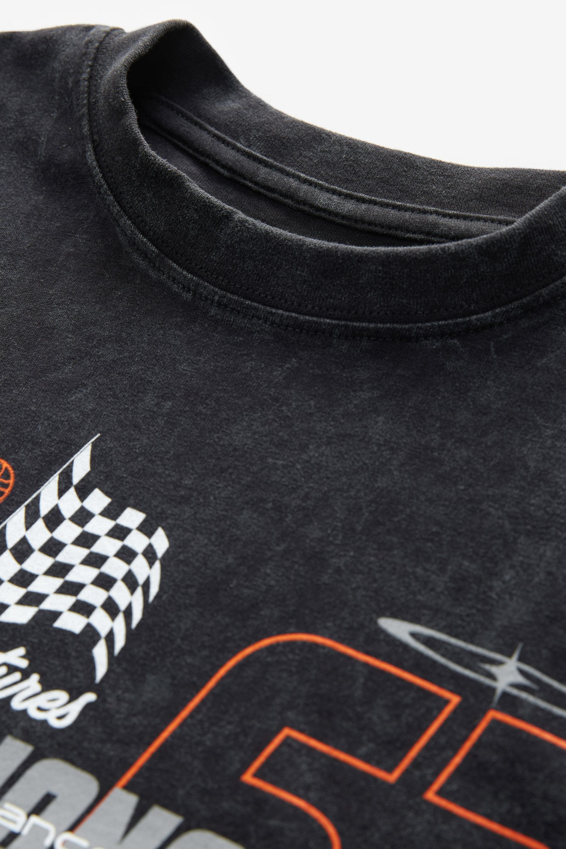 Black Racing Car Relaxed Fit Short Sleeve Graphic T-Shirt (3-16yrs)