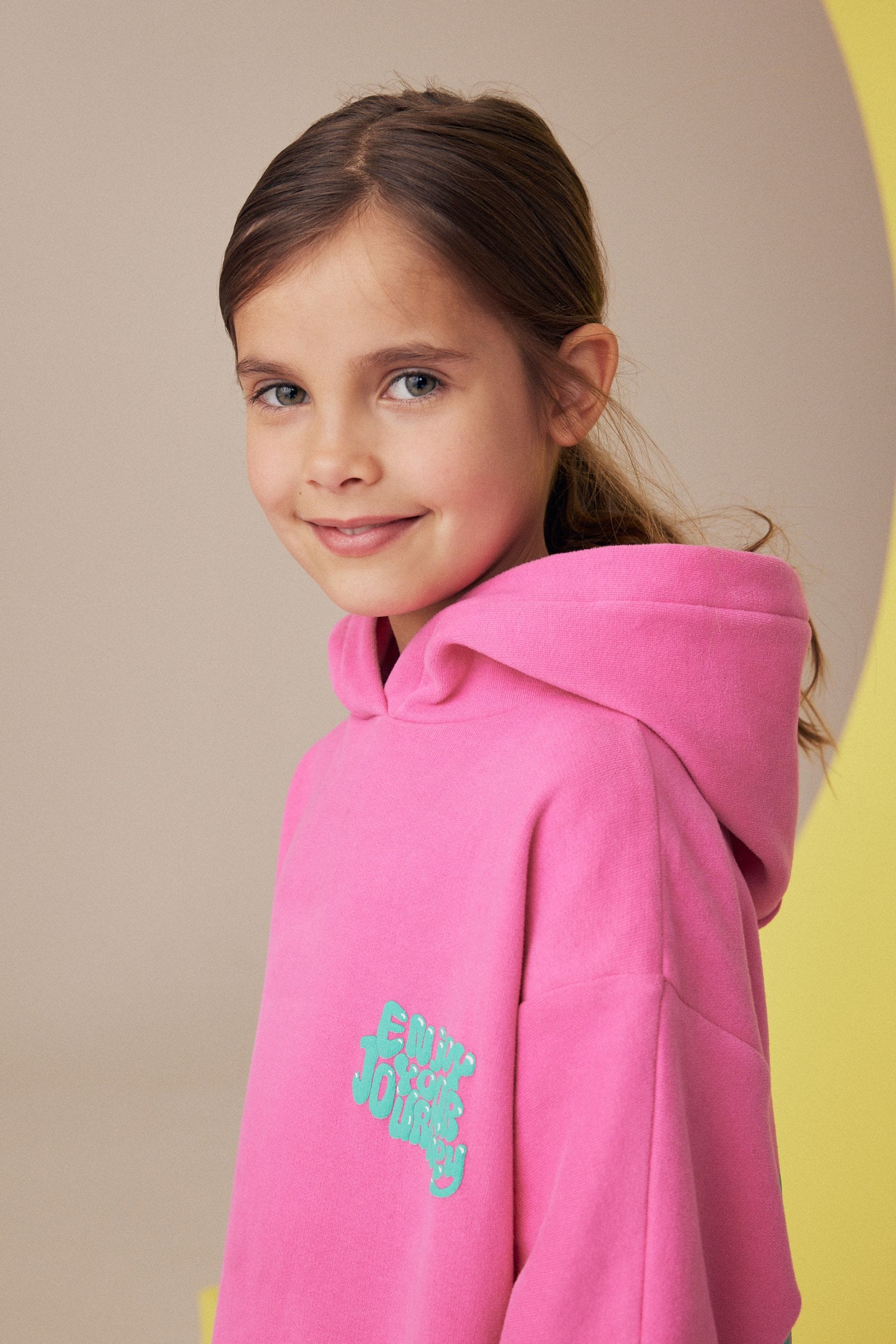 Pink/Green Printed Longline Hoodie (3-16yrs)