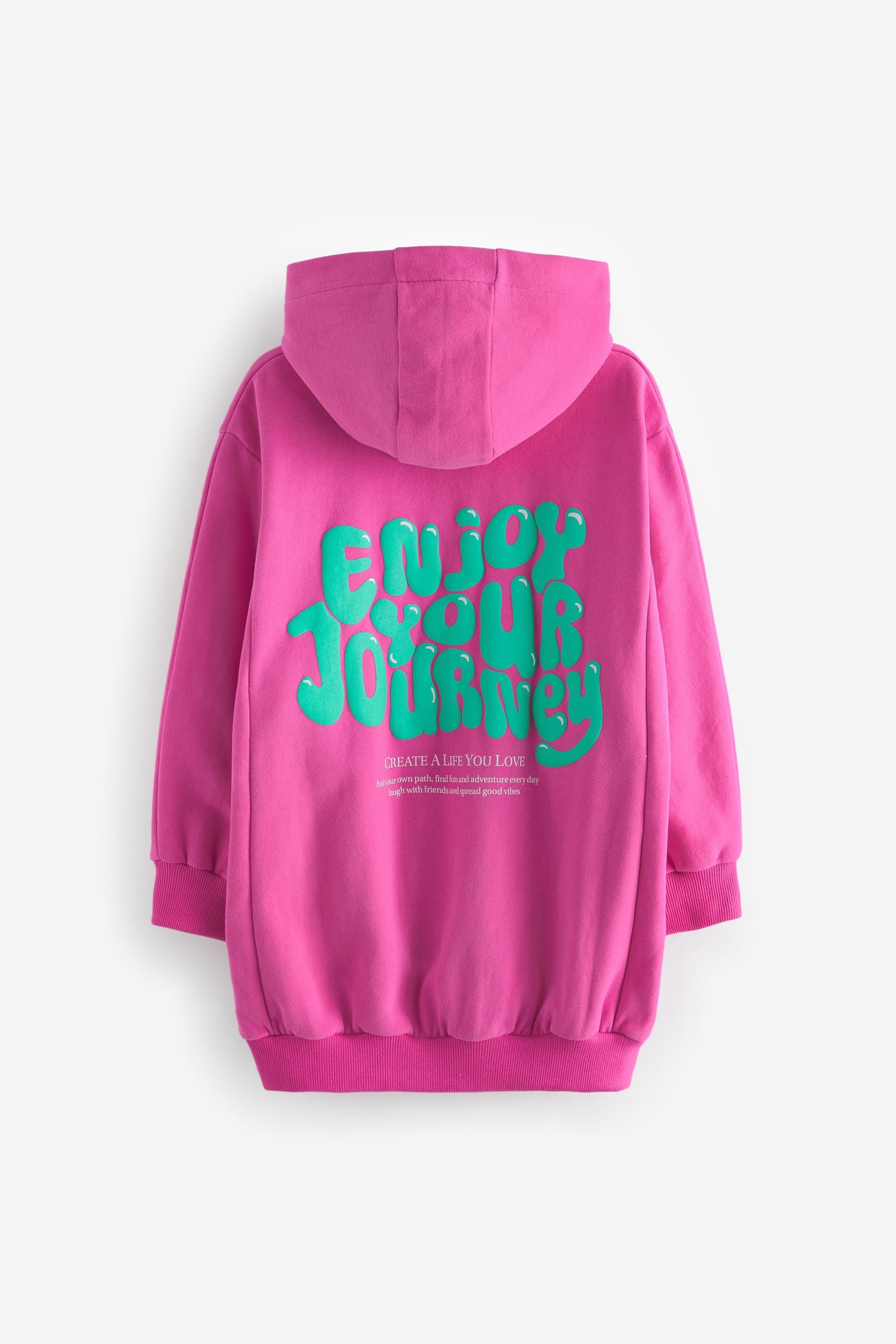 Pink/Green Printed Longline Hoodie (3-16yrs)