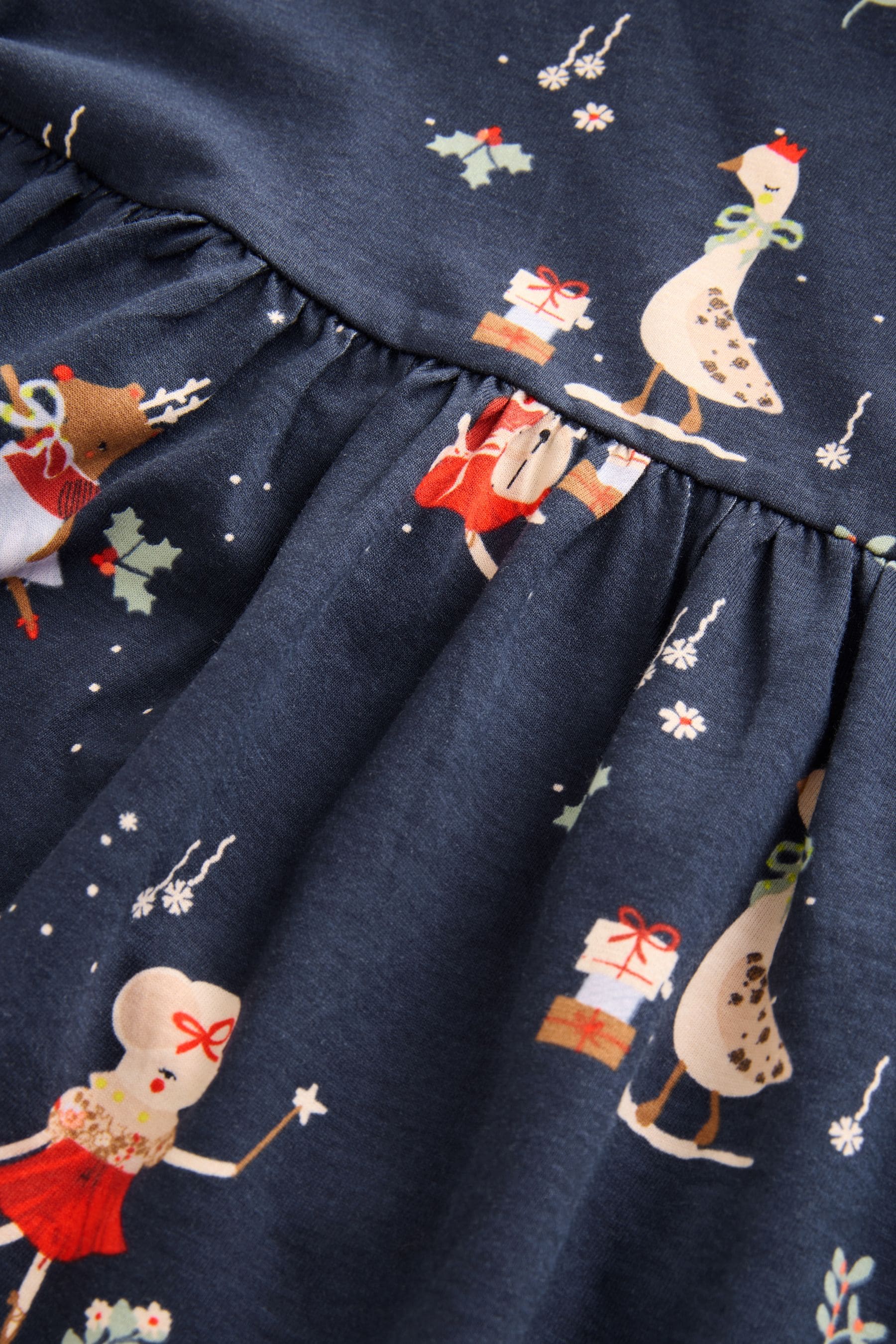 Navy Blue Long Sleeve Jersey Christmas Dress (3mths-7yrs)