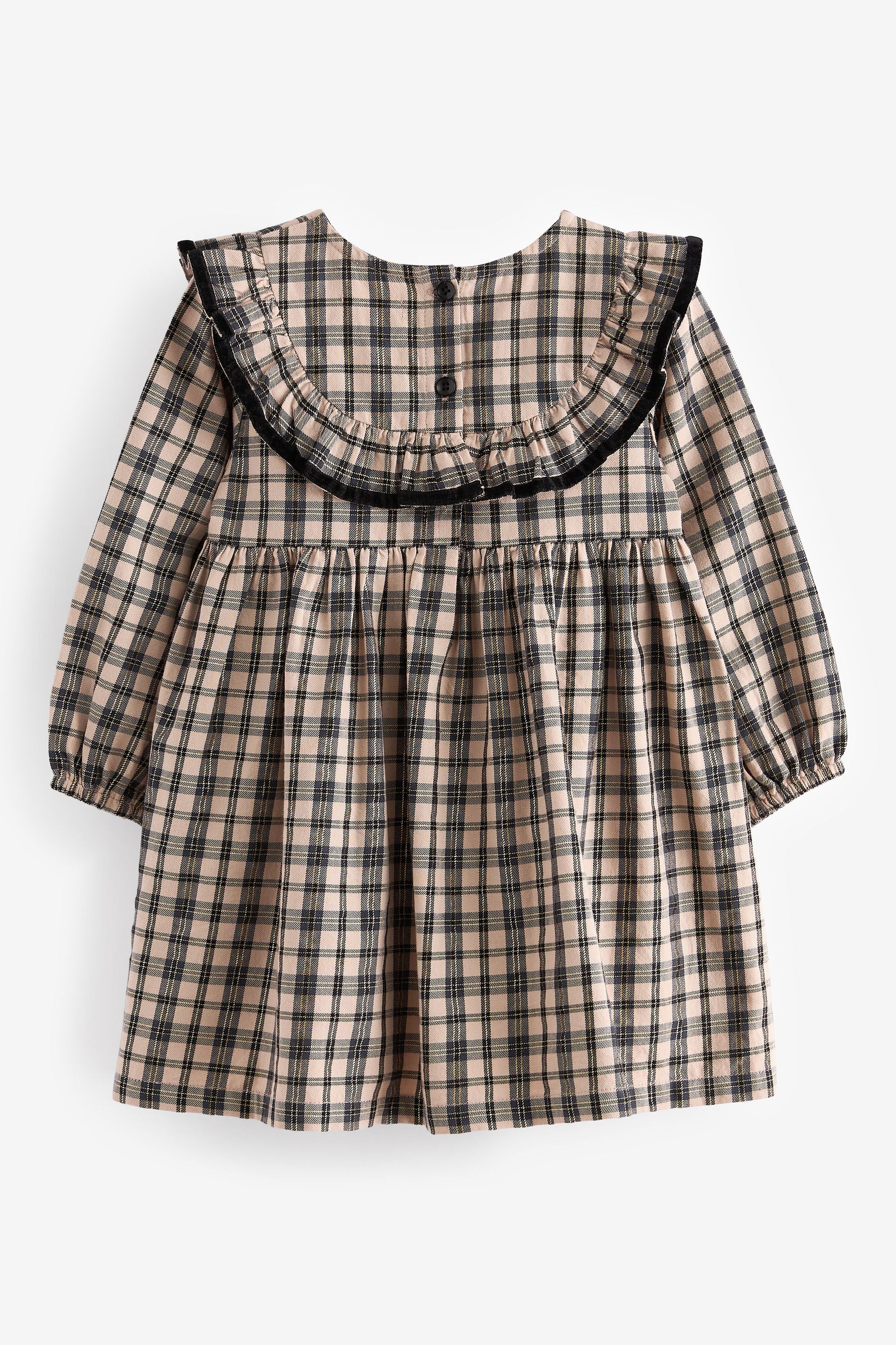 Neutral Check Ruffle 100% Cotton Dress (3mths-10yrs)