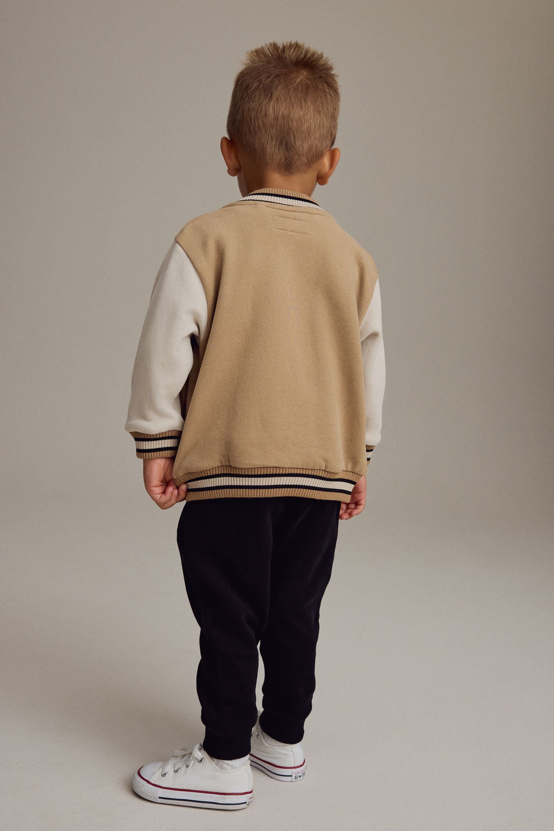 Tan Brown Badged Jersey Bomber And Joggers Set (3mths-7yrs)