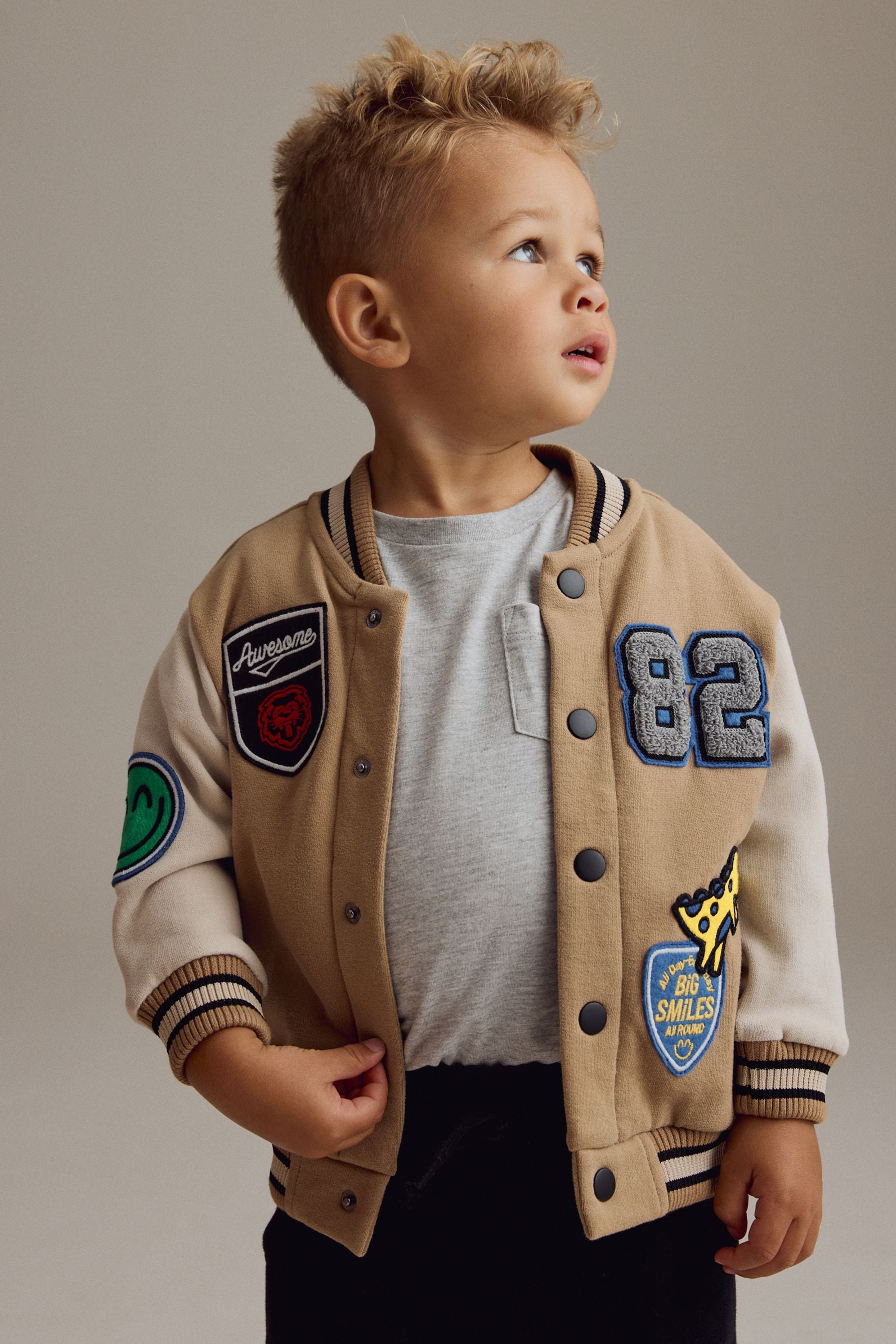 Tan Brown Badged Jersey Bomber And Joggers Set (3mths-7yrs)