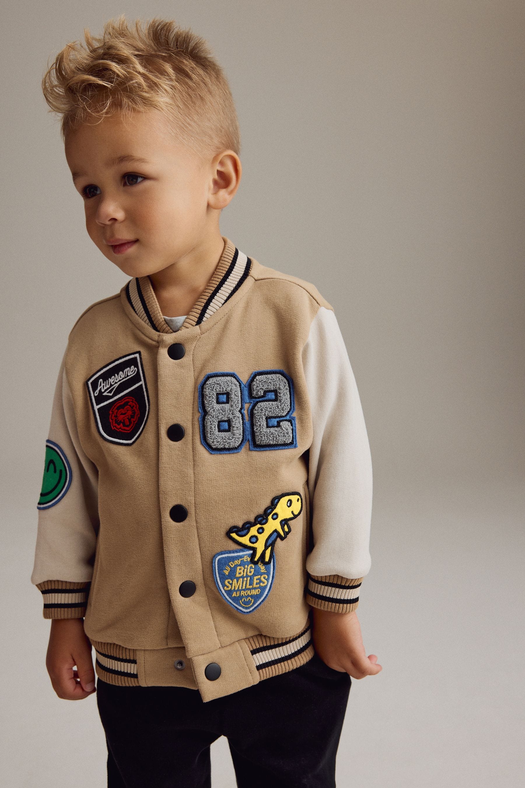 Tan Brown Badged Jersey Bomber And Joggers Set (3mths-7yrs)