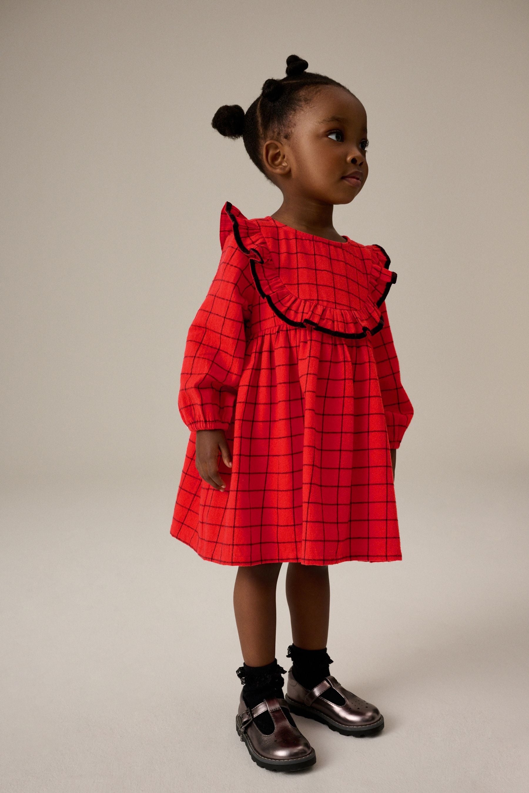 Red Grid Check Ruffle Dress (3mths-10yrs)