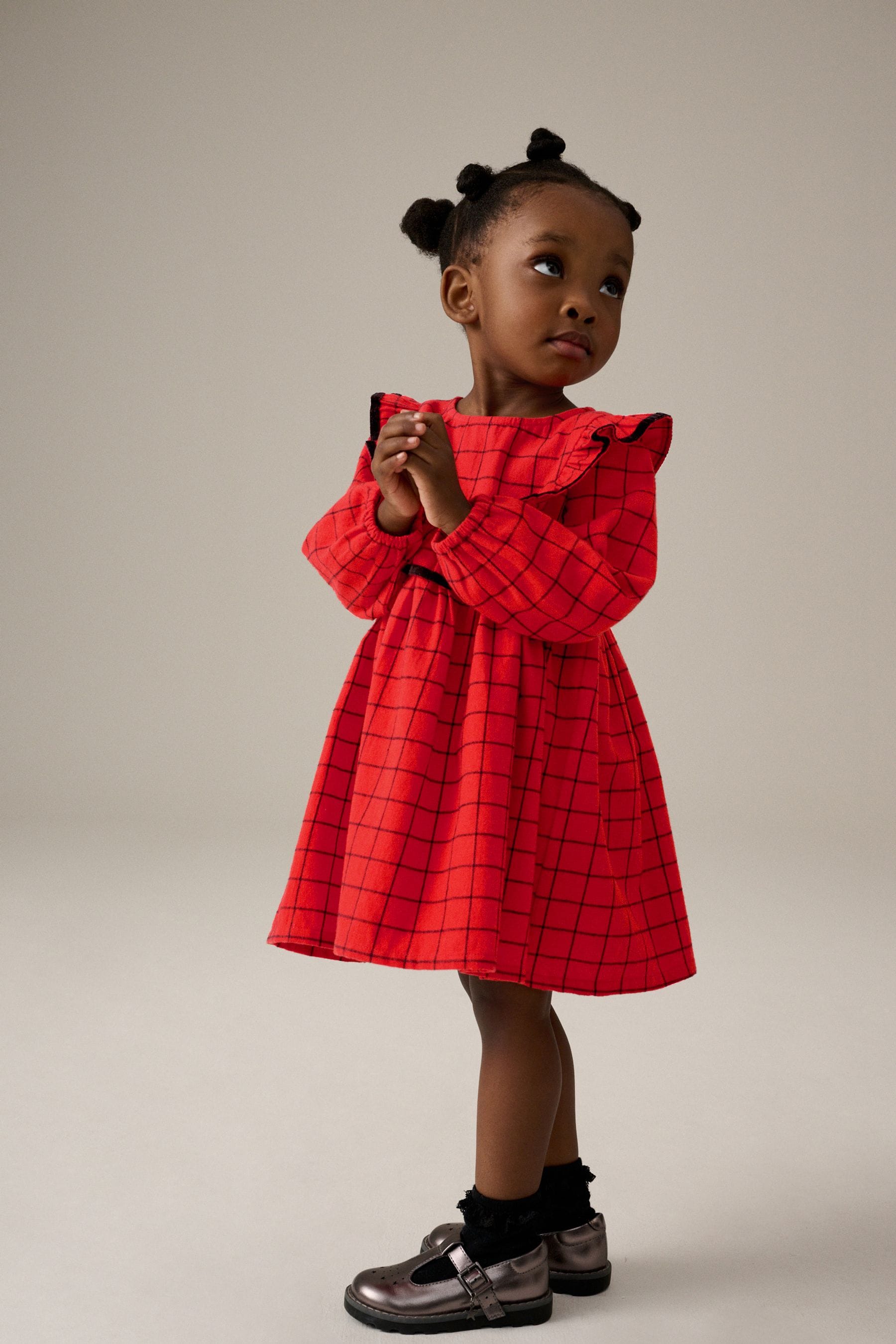 Red Grid Check Ruffle 100% Cotton Dress (3mths-10yrs)