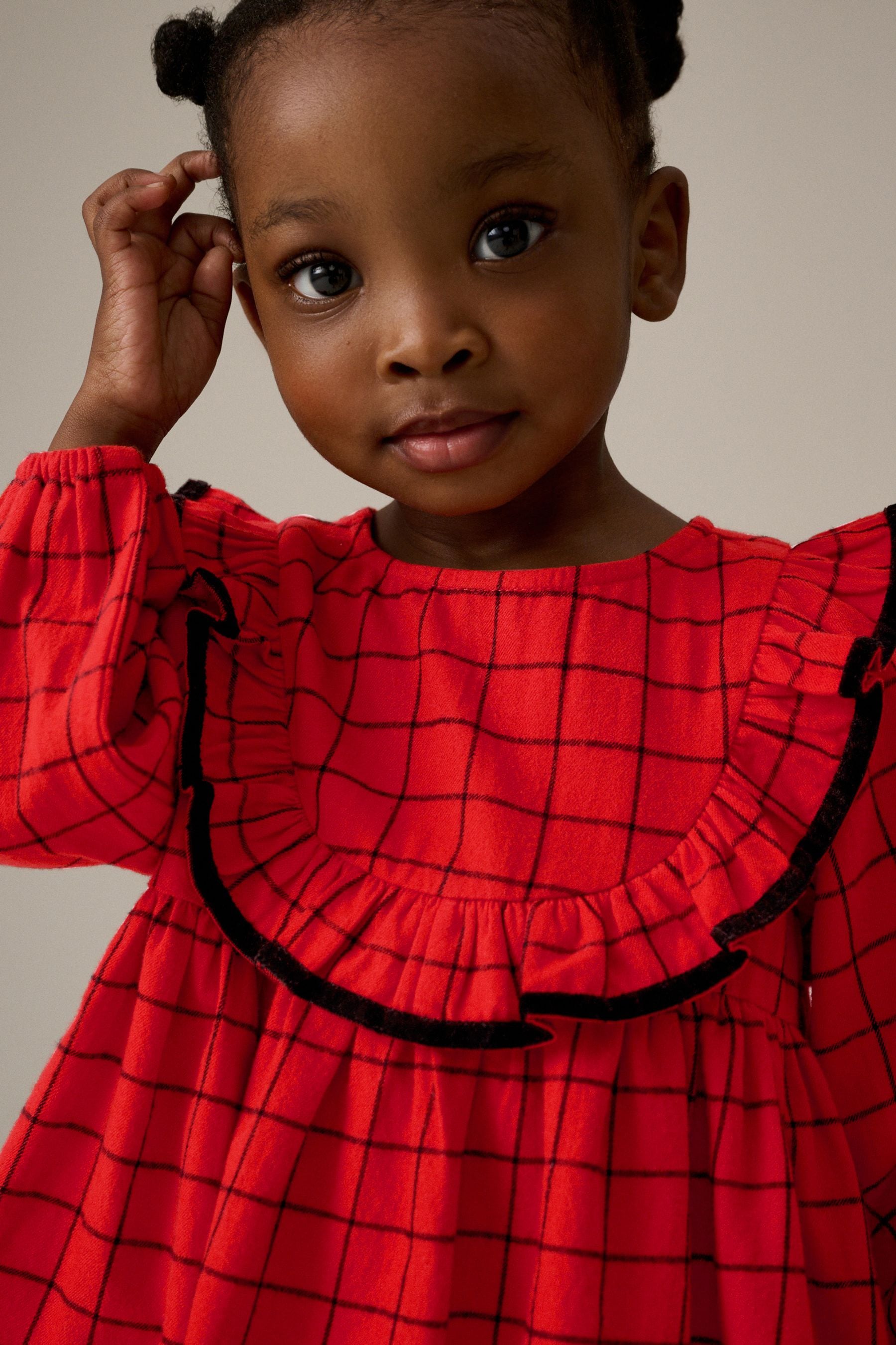 Red Grid Check Ruffle Dress (3mths-10yrs)