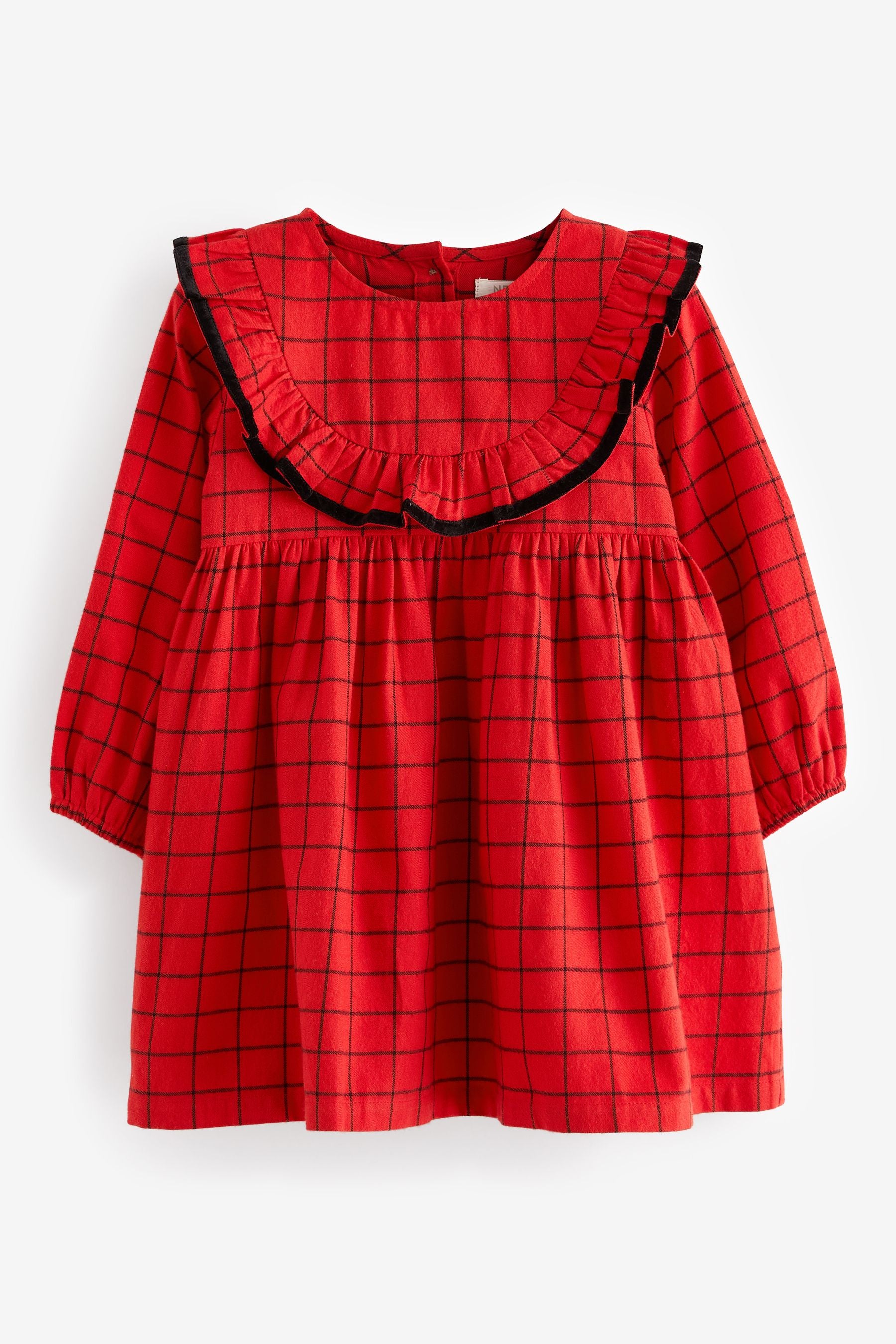 Red Grid Check Ruffle 100% Cotton Dress (3mths-10yrs)