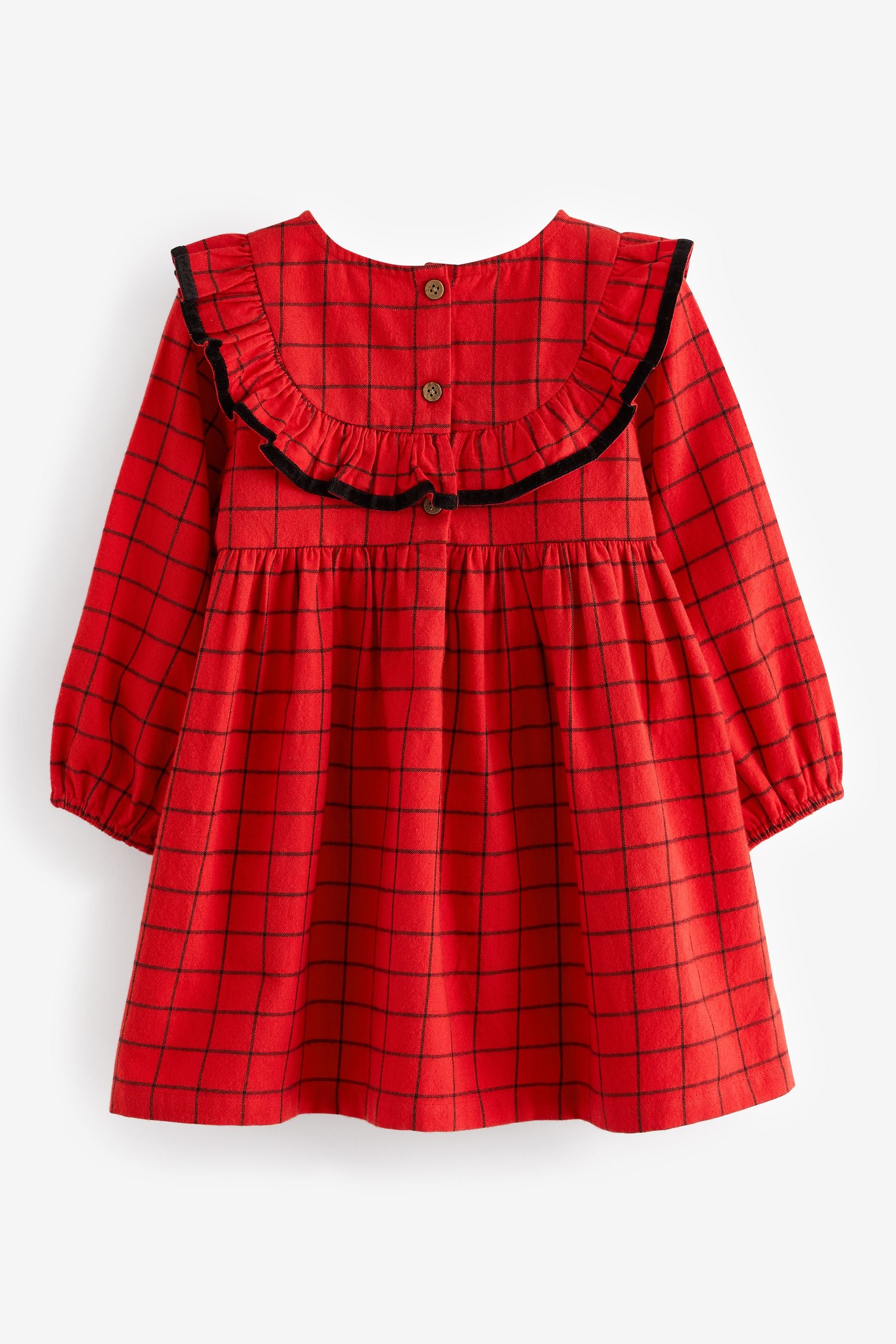 Red Grid Check Ruffle 100% Cotton Dress (3mths-10yrs)