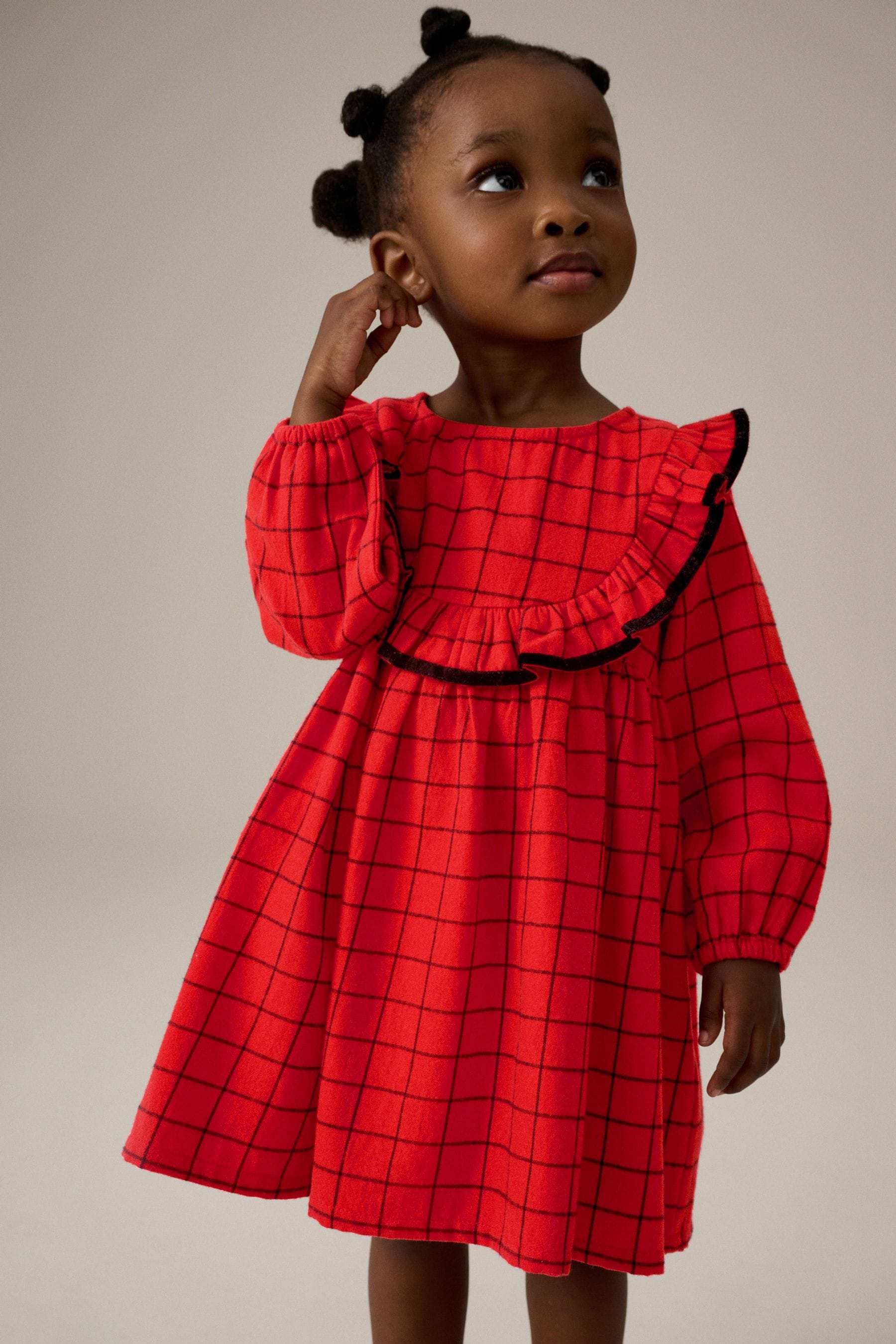 Red Grid Check Ruffle 100% Cotton Dress (3mths-10yrs)