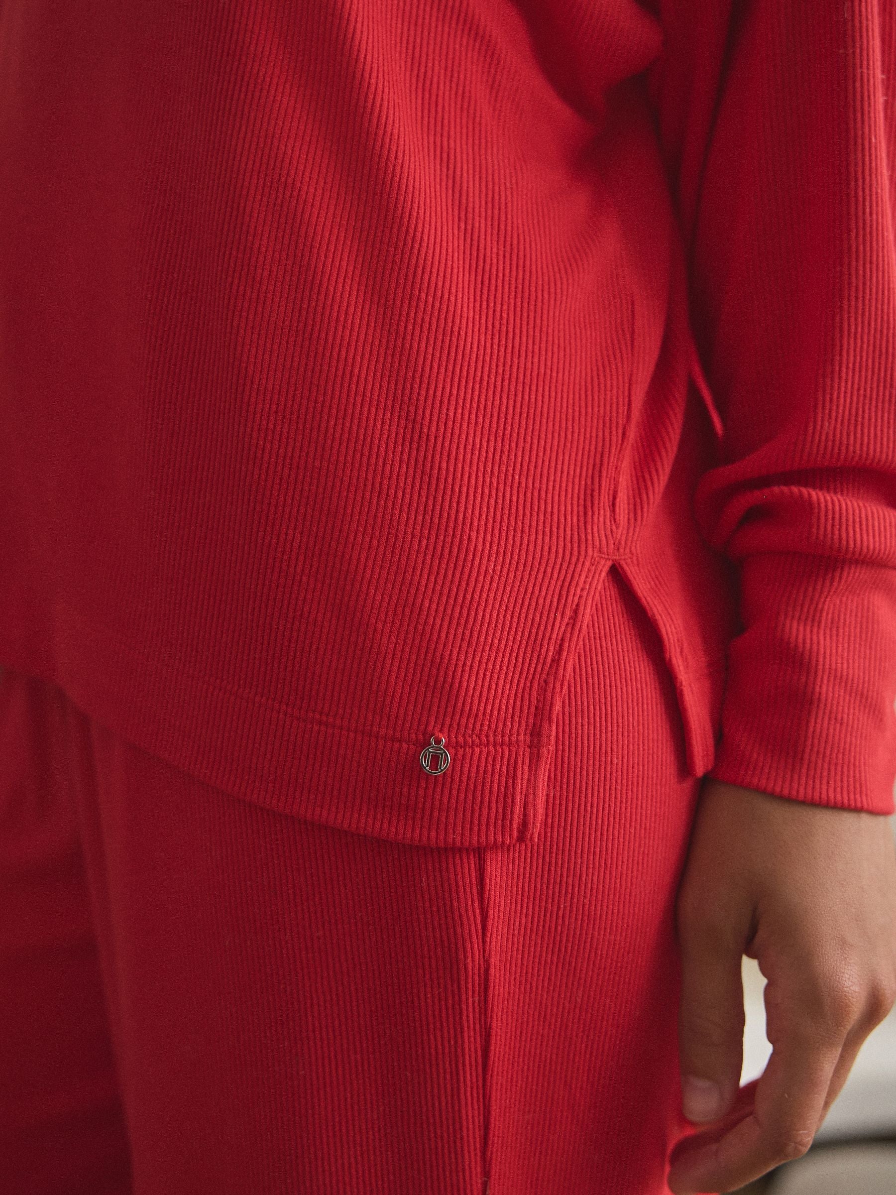 Red Ribbed Long Sleeve Pyjamas