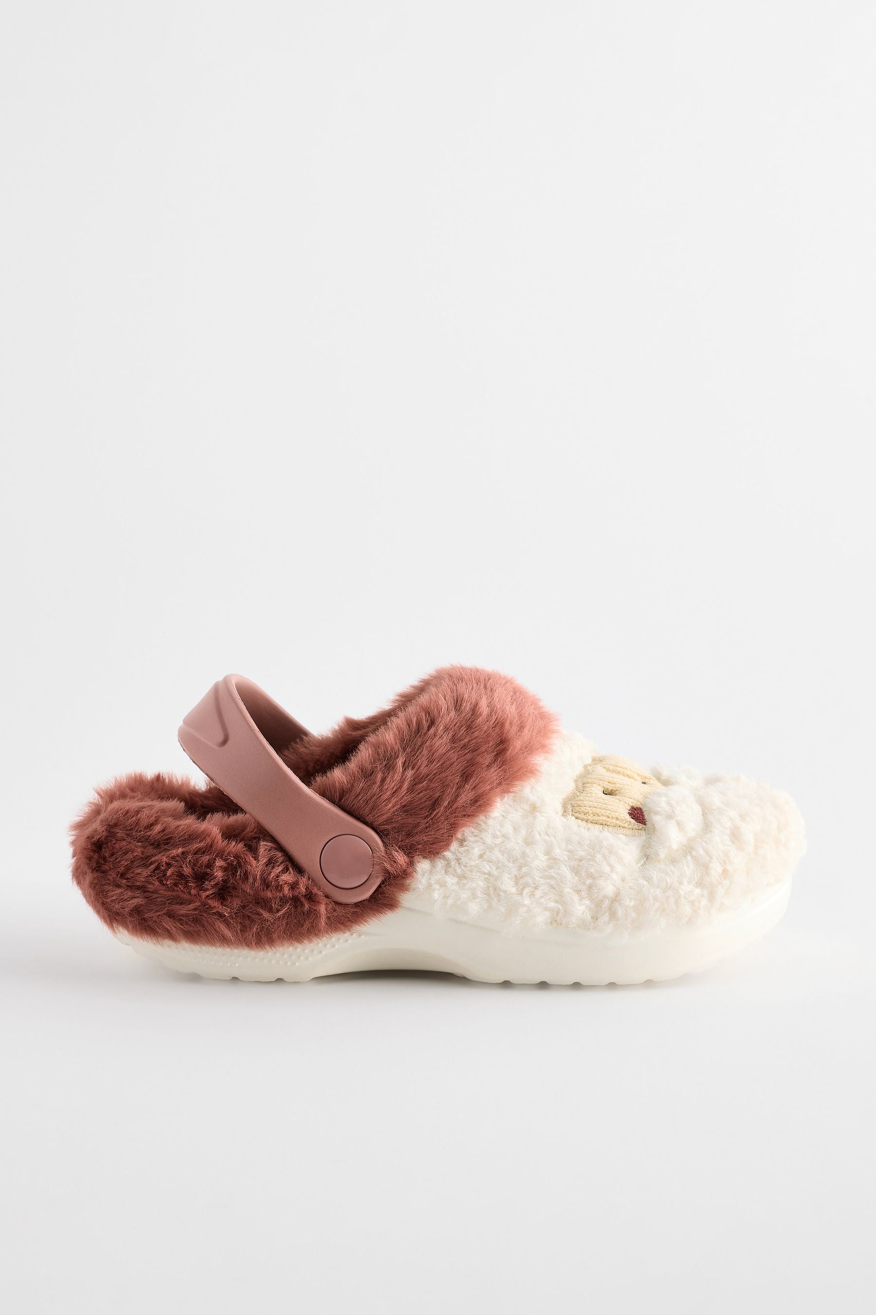 Red Santa Christmas Faux Fur Clog Slippers