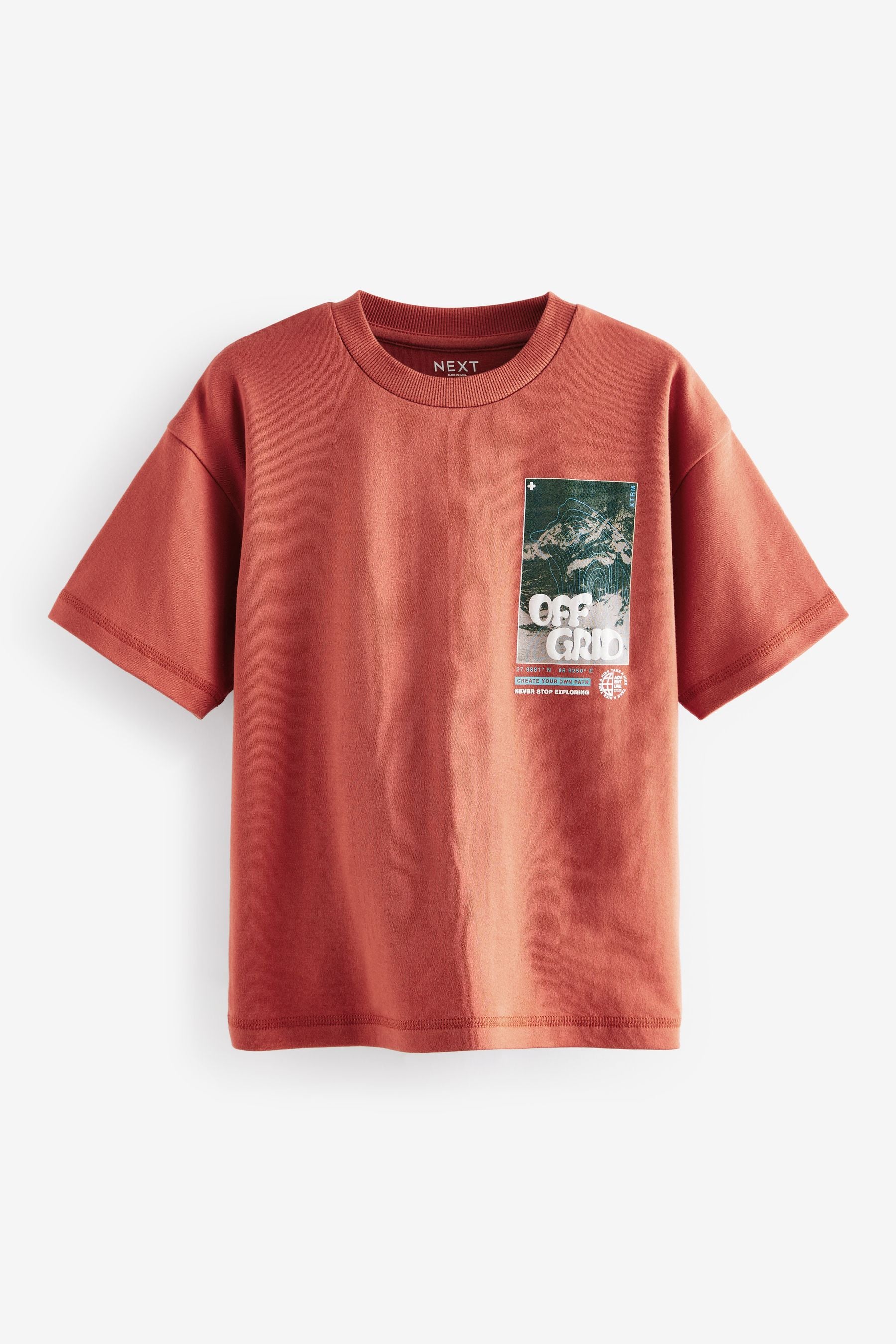 Rust Red Back Print Relaxed Fit Short Sleeve 100% Cotton Graphic T-Shirt (3-16yrs)