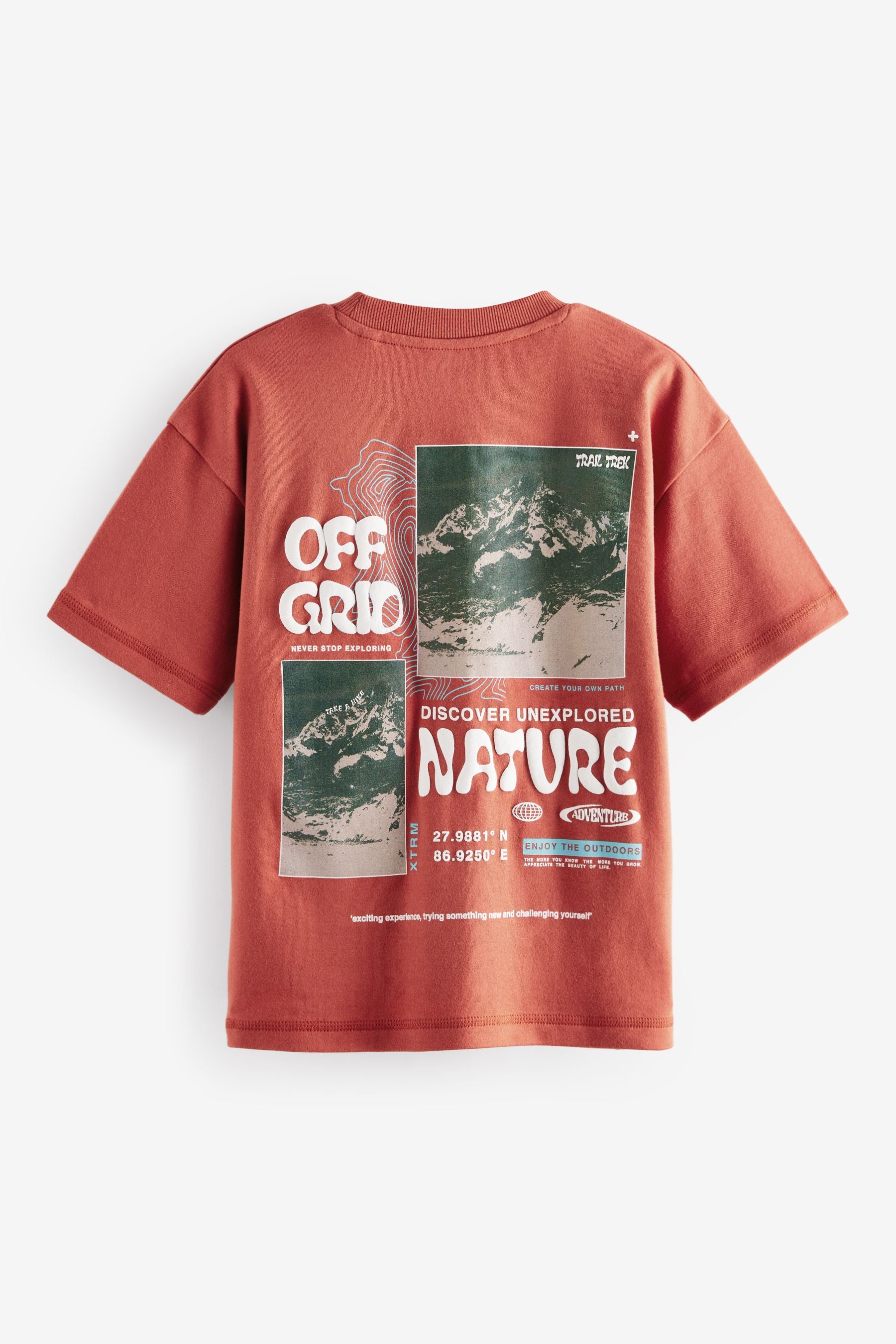 Rust Red Back Print Relaxed Fit Short Sleeve Graphic T-Shirt (3-16yrs)