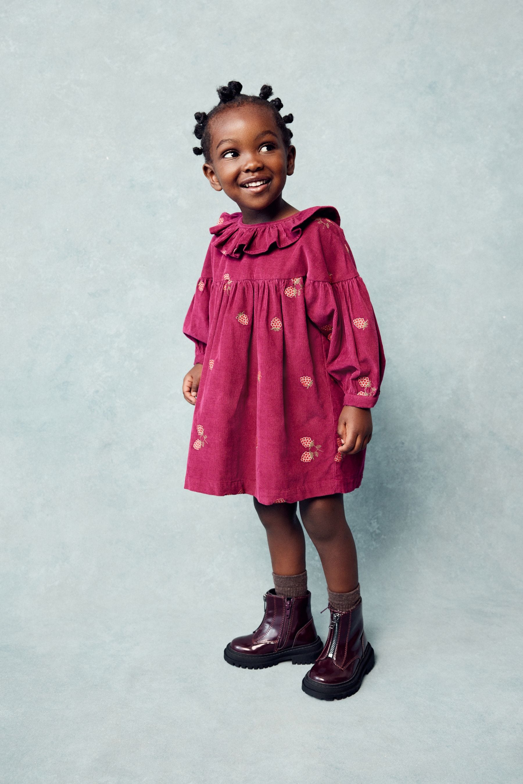 Pink Raspberry Embroidered Collar Dress (3mths-8yrs)