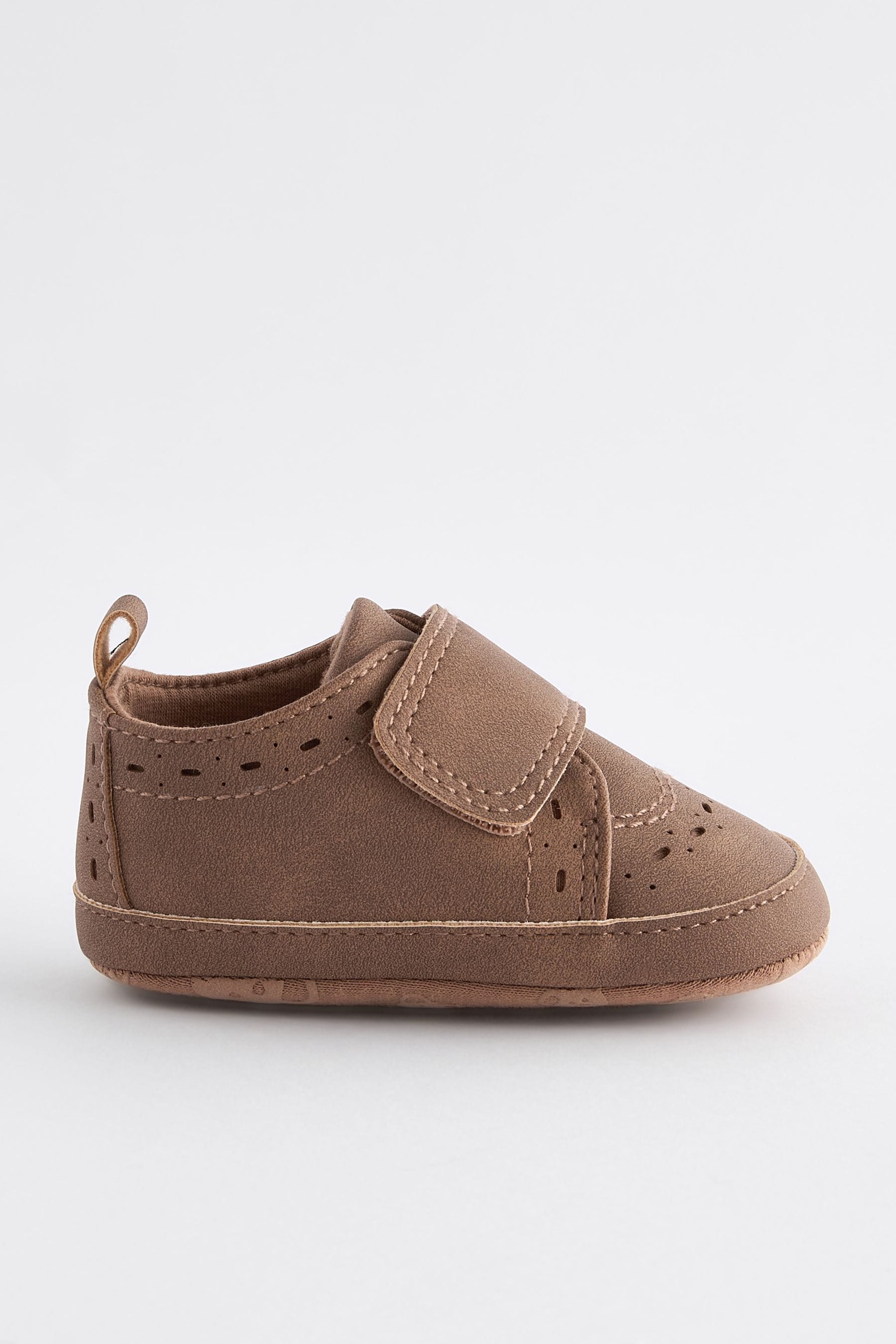 Tan Brown Touch Fastening Brogue Baby Shoes (0-24mths)