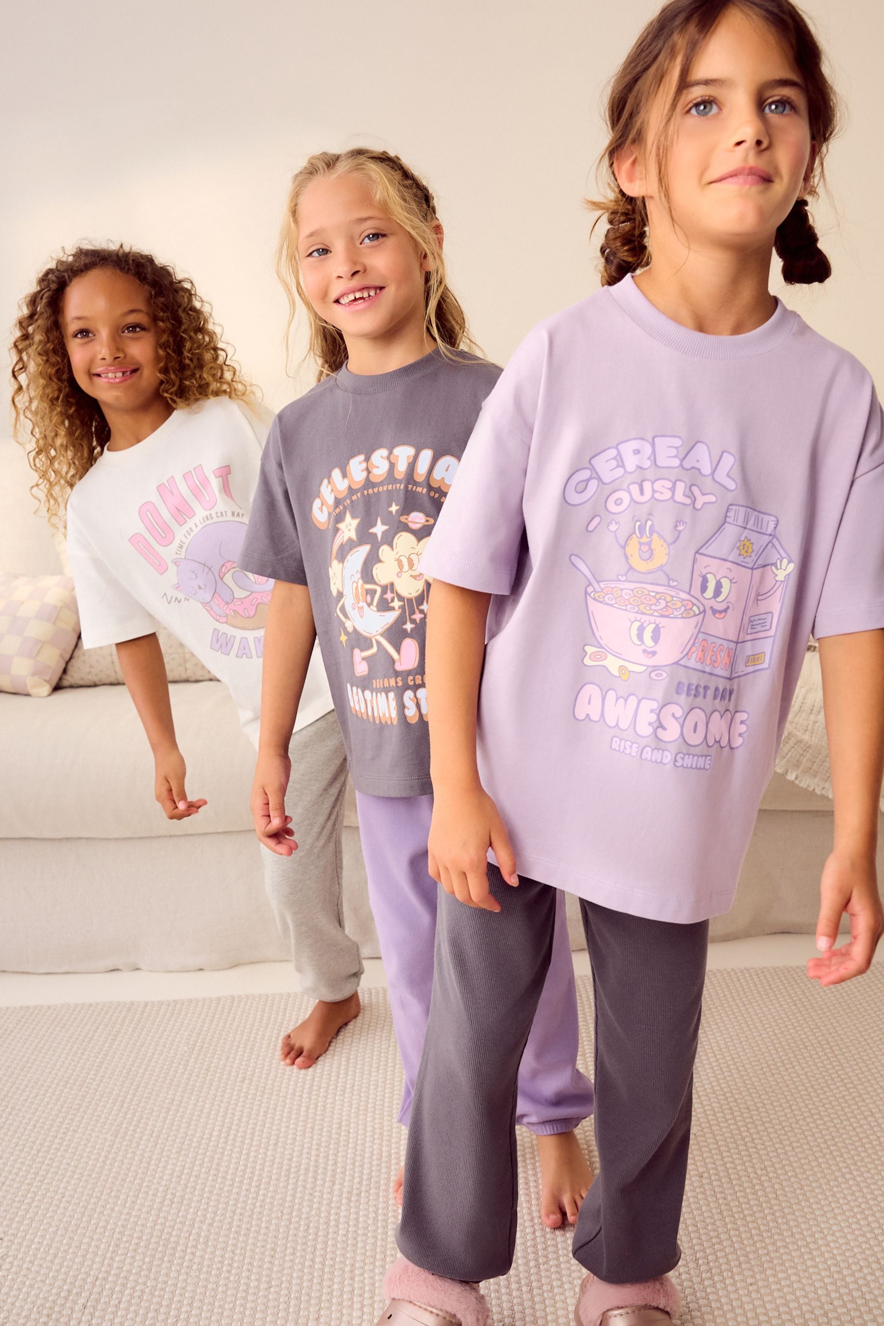 Charcoal Grey Pyjamas 3 Pack (3-16yrs)