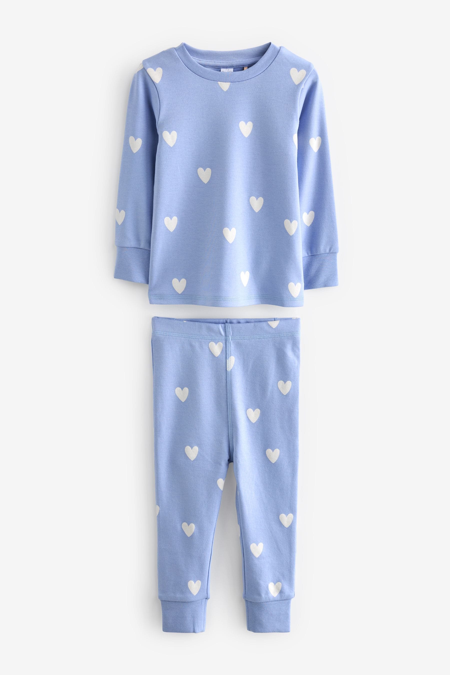 Blue/ Cream Bow 3 Pack 100% Cotton Snuggle Pyjamas (9mths-12yrs)