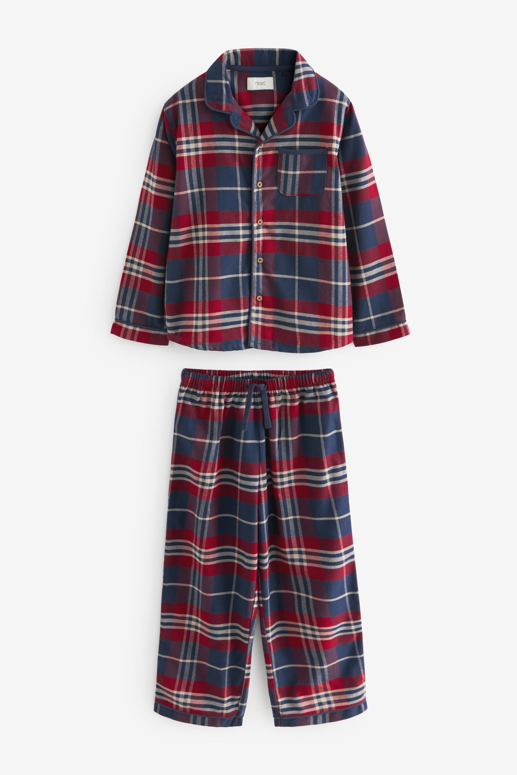 Navy/Red Check Single Traddy Woven 100% Cotton Pyjamas (9mths-10yrs)