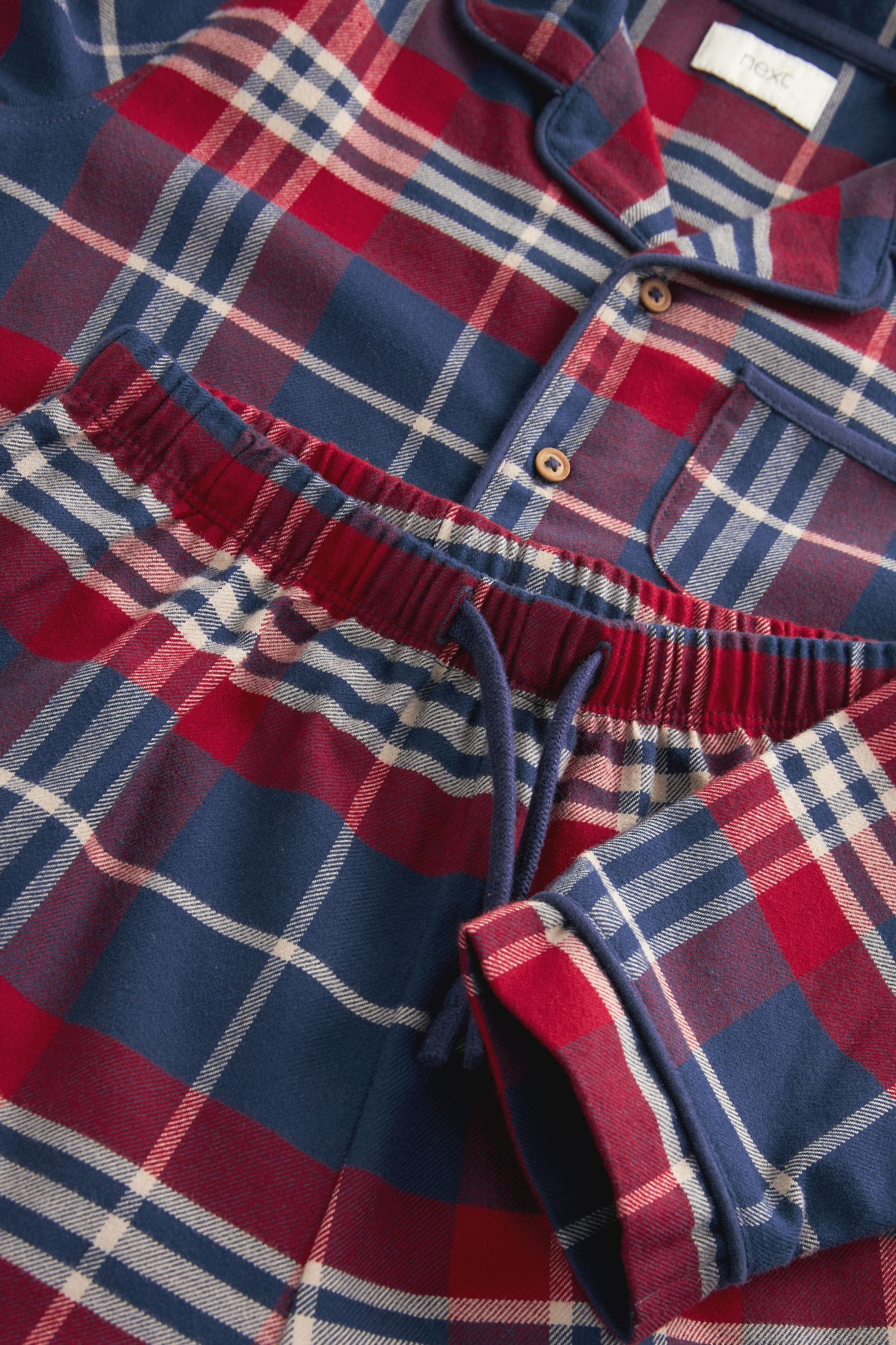 Navy/Red Check Single Traddy Woven 100% Cotton Pyjamas (9mths-10yrs)