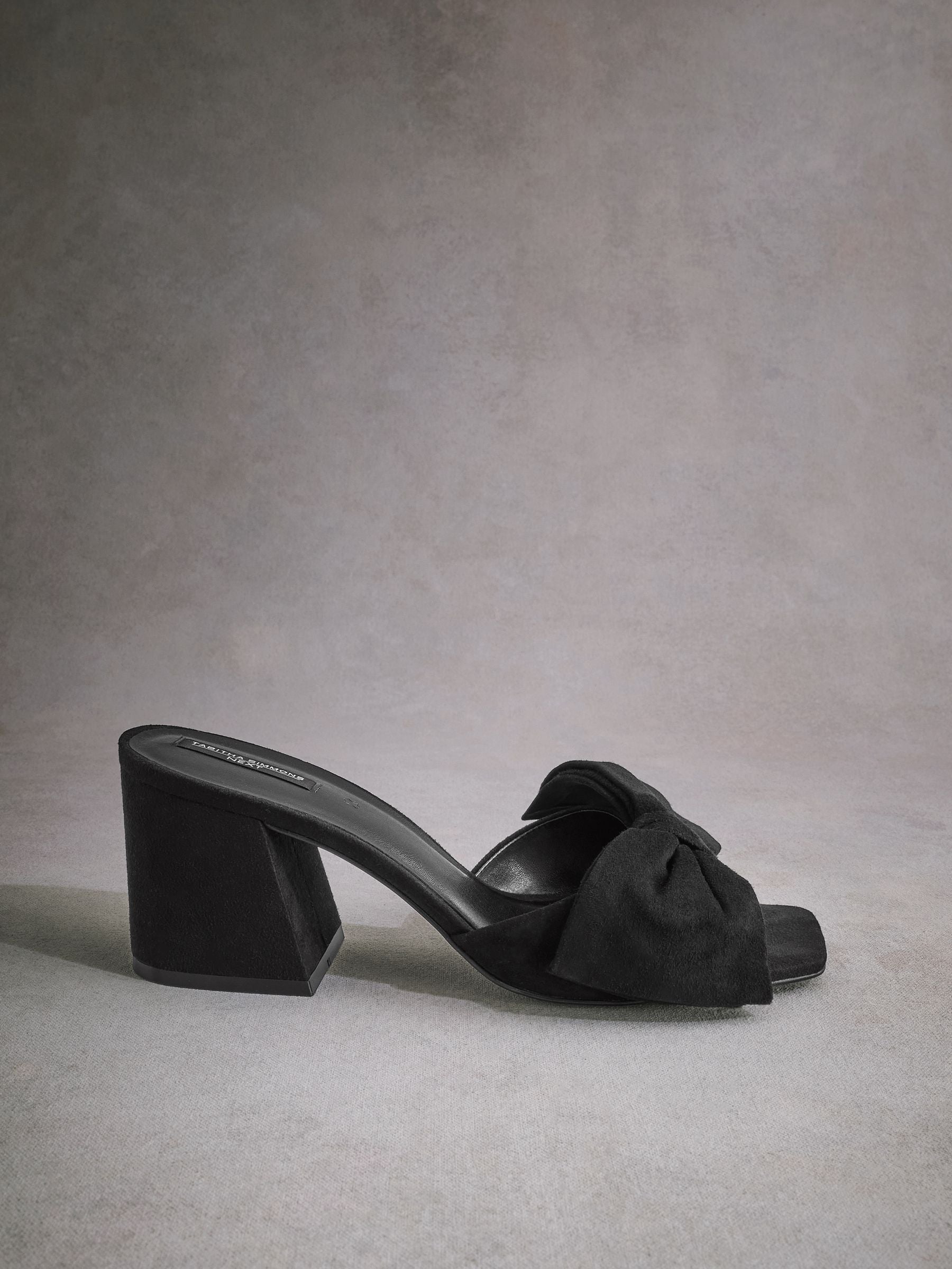 Black Tabitha Simmons Liv Leather Bow Block Mules