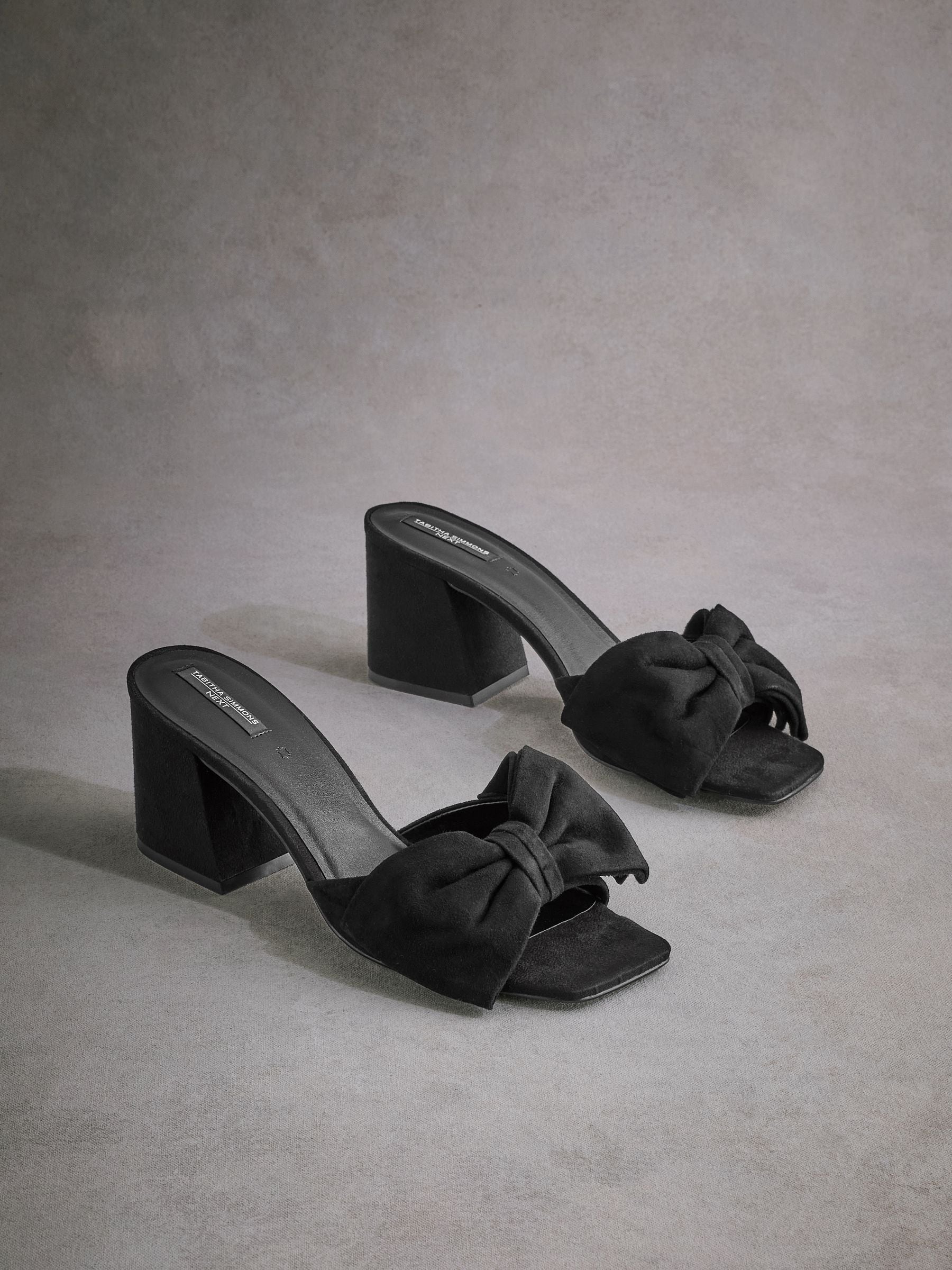 Black Tabitha Simmons Liv Leather Bow Block Mules