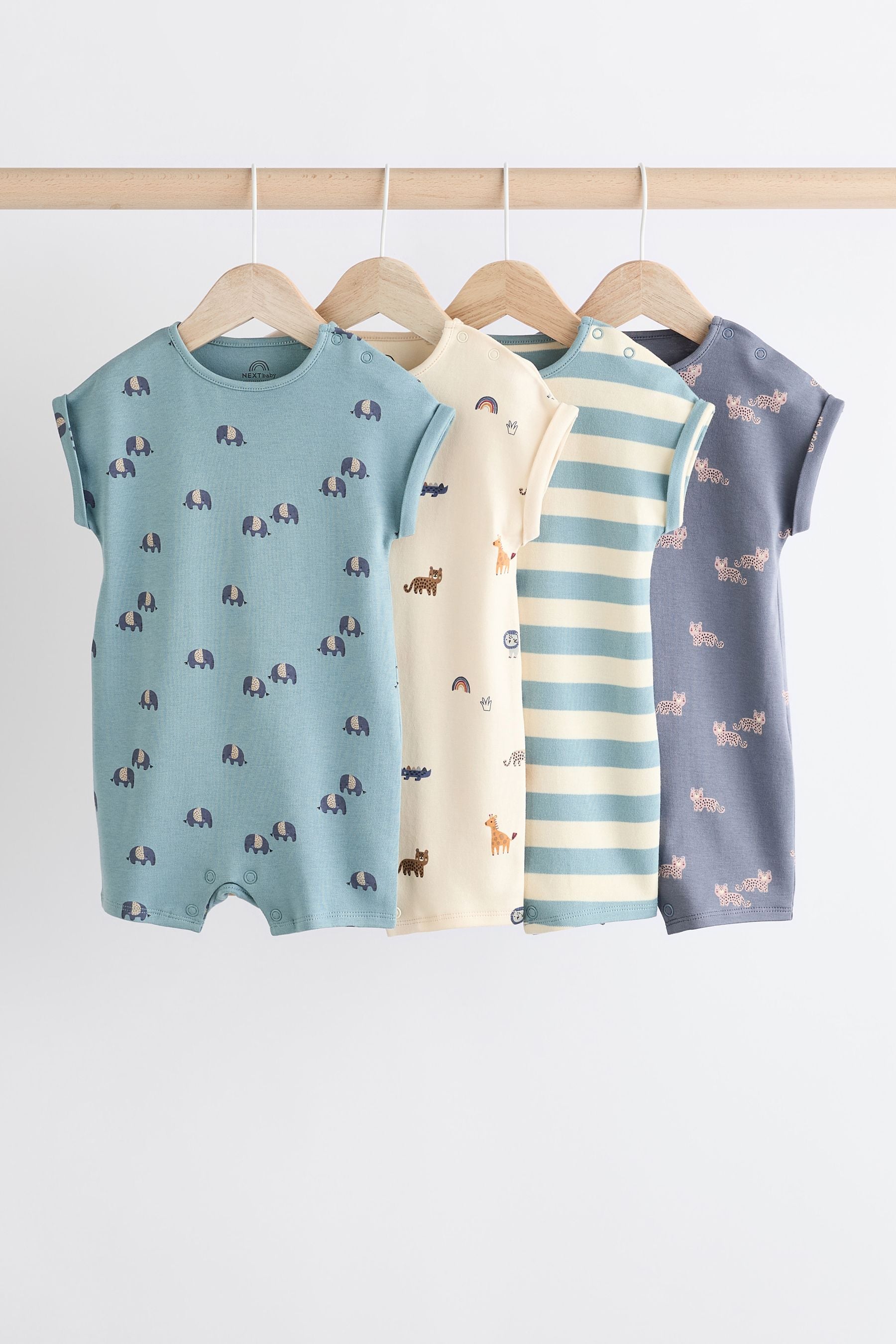 Blue Character Baby Jersey Rompers 4 Pack