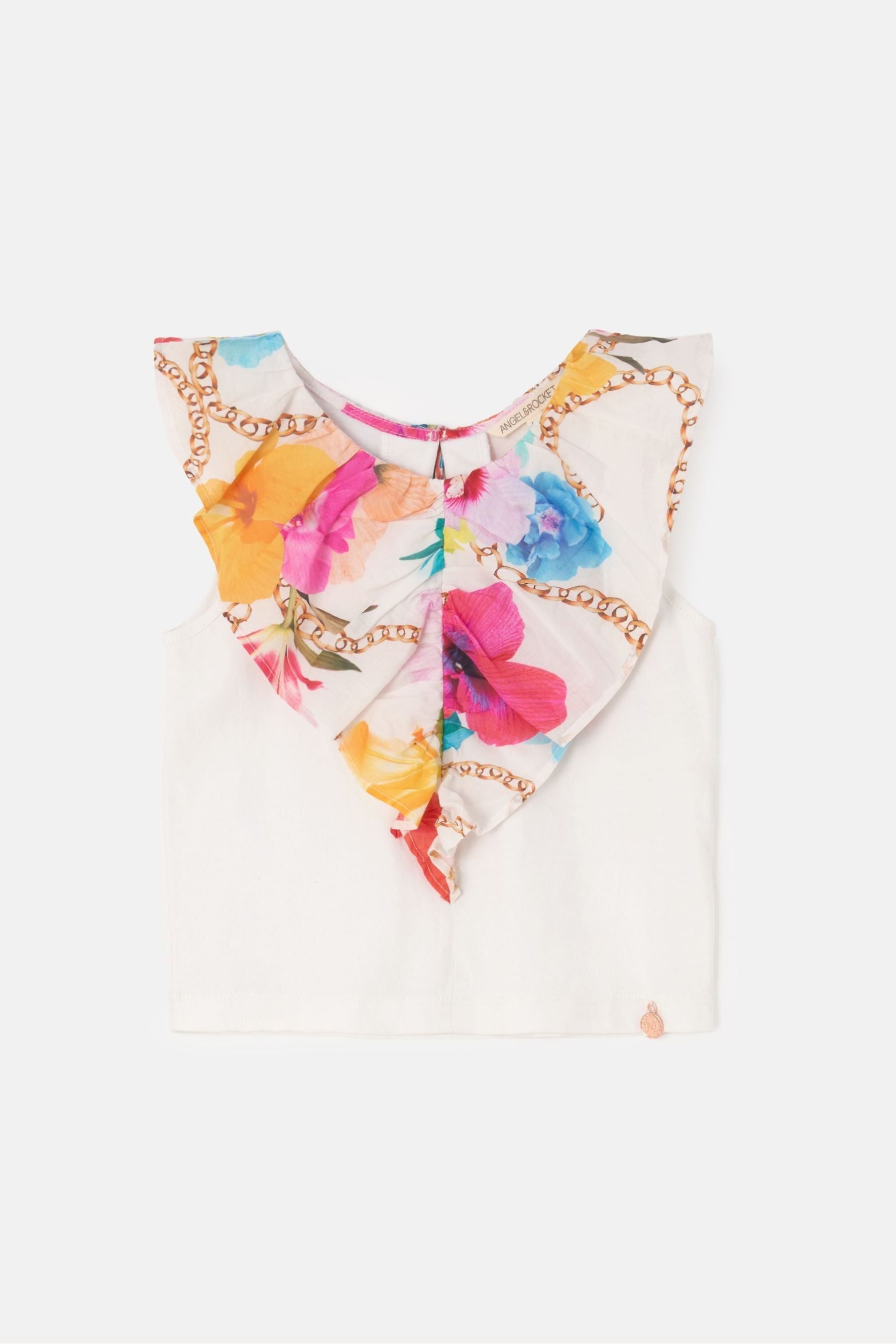 White Angel & Rocket Tropical Katie Woven Front Top