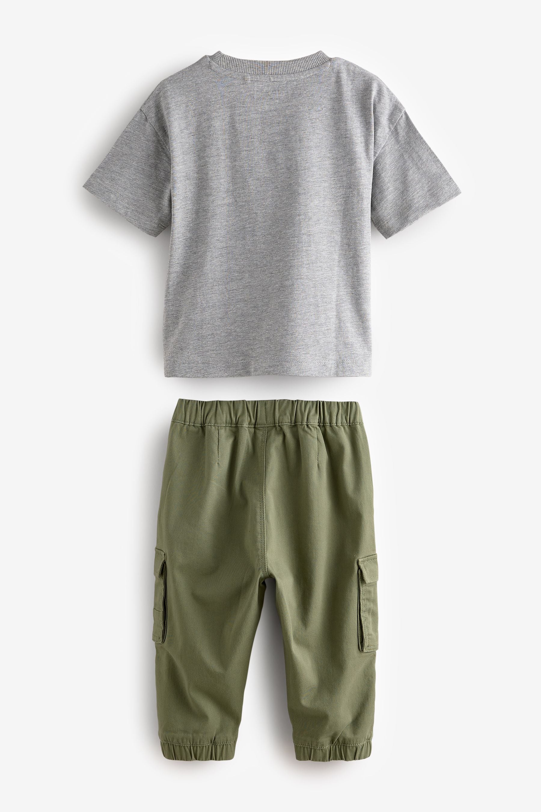 Khaki/Grey T-Shirt and Cargo Trousers Set (3mths-7yrs)