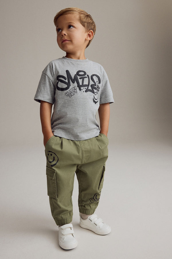 Khaki/Grey T-Shirt and Cargo Trousers Set (3mths-7yrs)