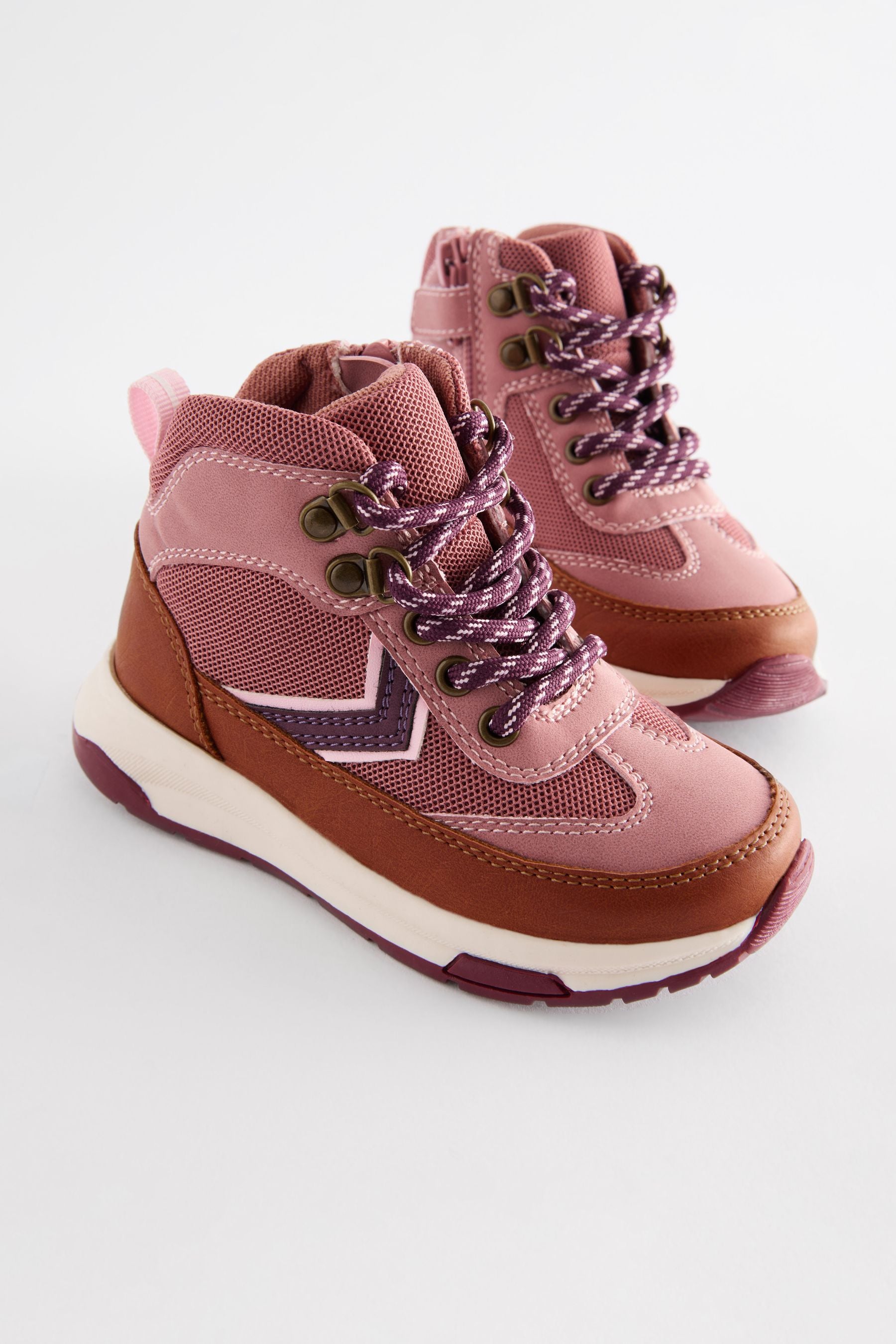 Pink Neutral Trekker Lace Up Trainers