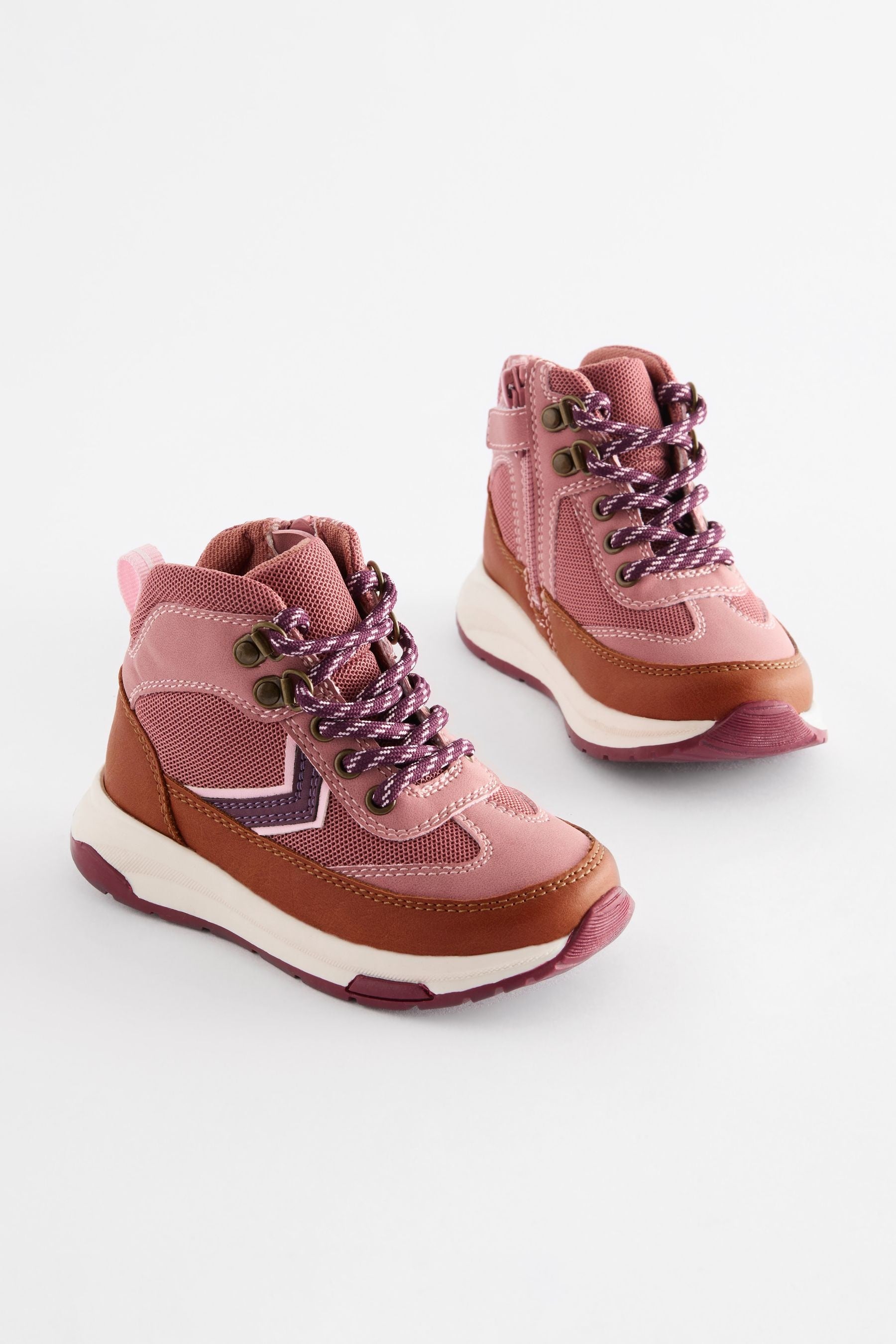 Pink Neutral Trekker Lace Up Trainers