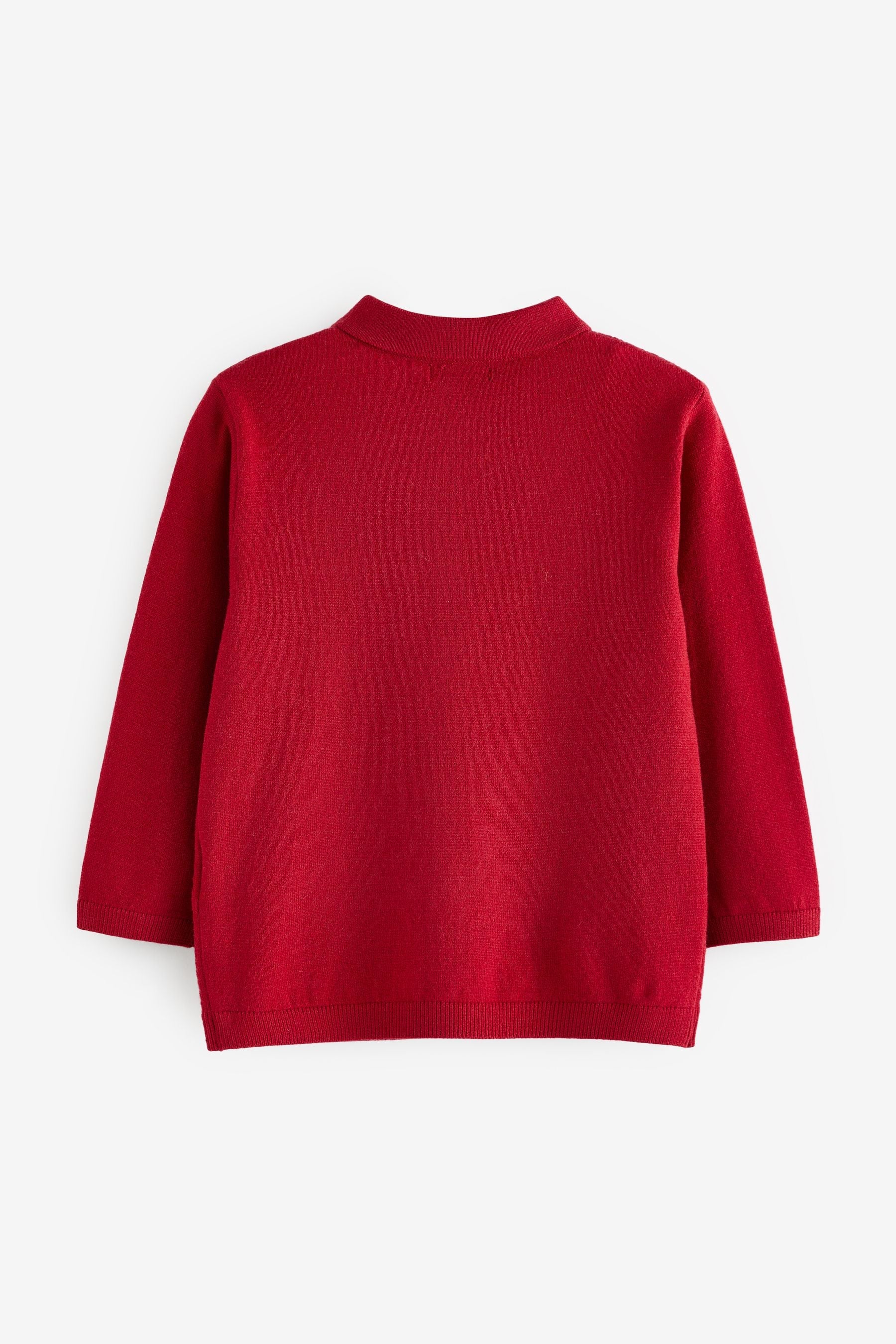 Red Long Sleeve Cable Polo Shirt (3mths-7yrs)