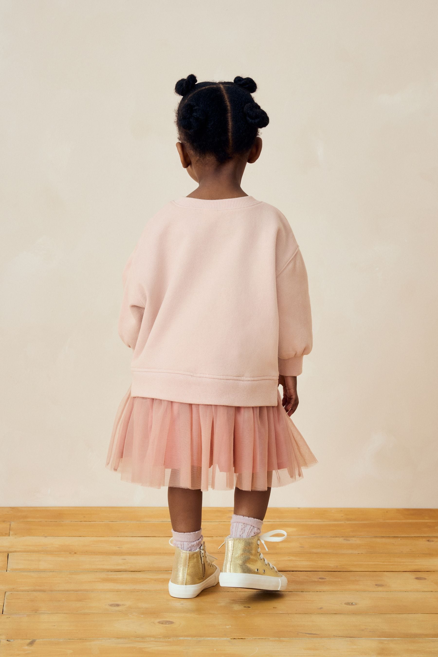 Light Pink Character Sweat Mesh Dress (3mths-7yrs)