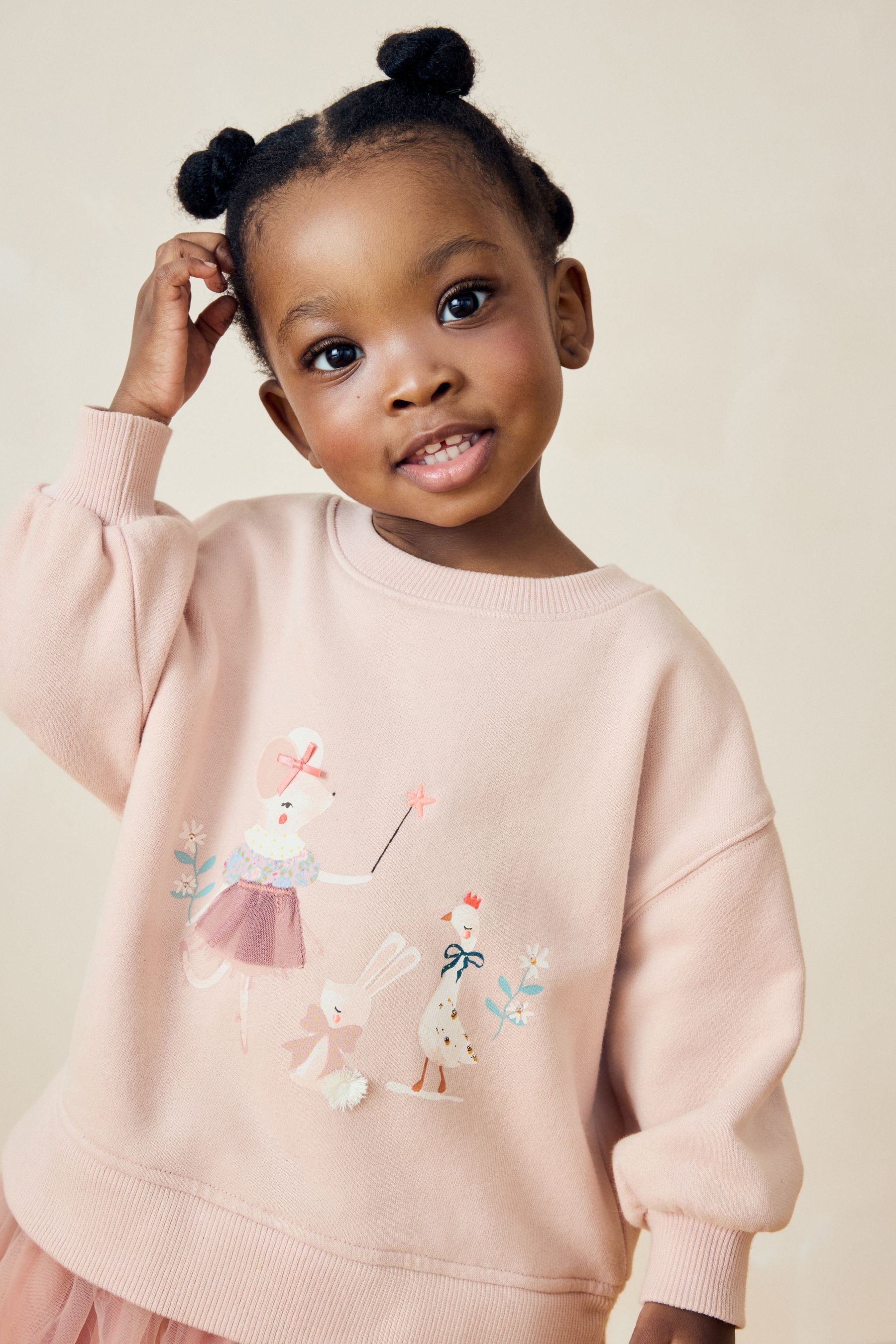 Light Pink Character Sweat Mesh Dress (3mths-7yrs)