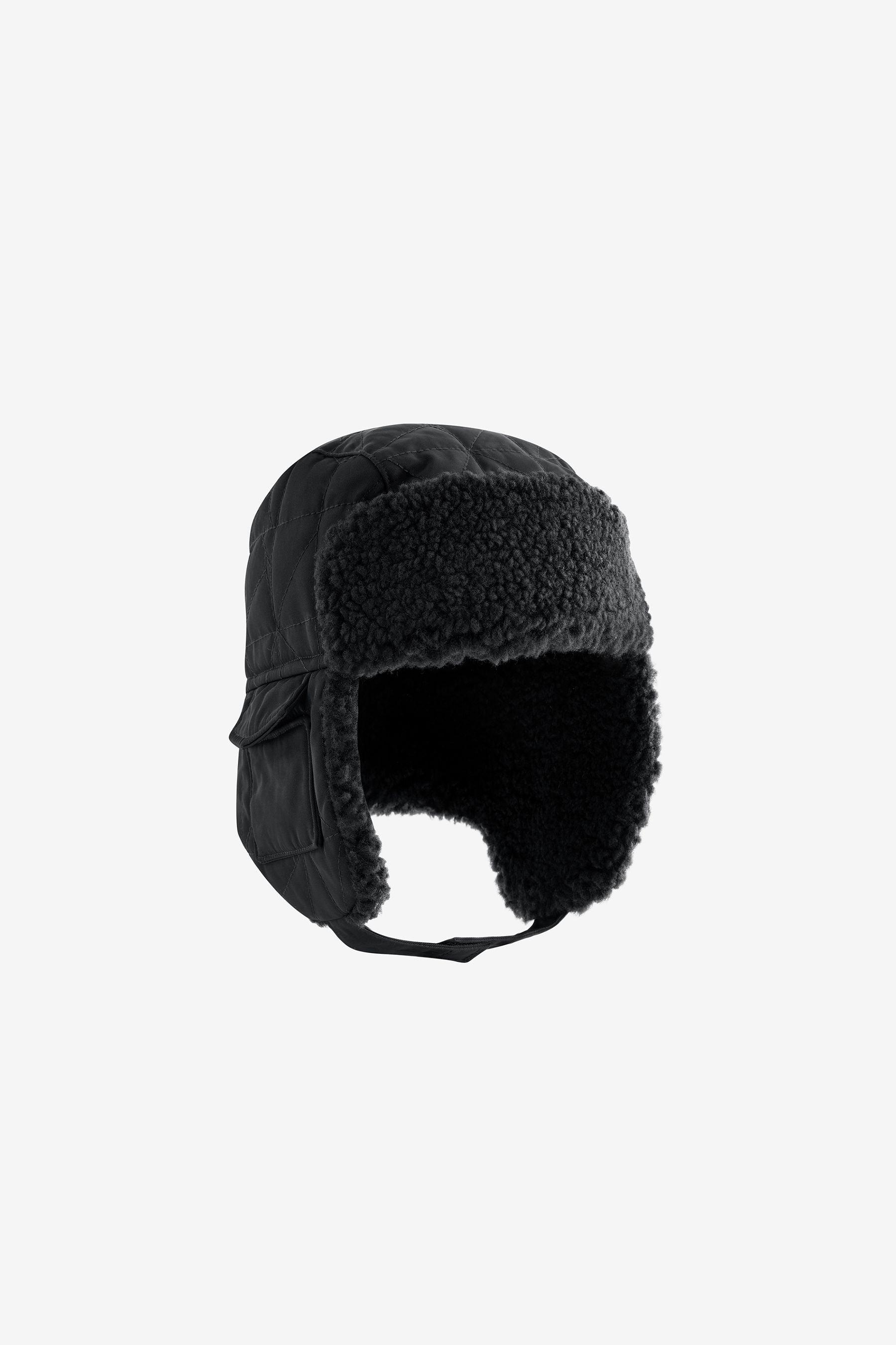 Black Quilted Trapper Hat (3mths-16yrs)