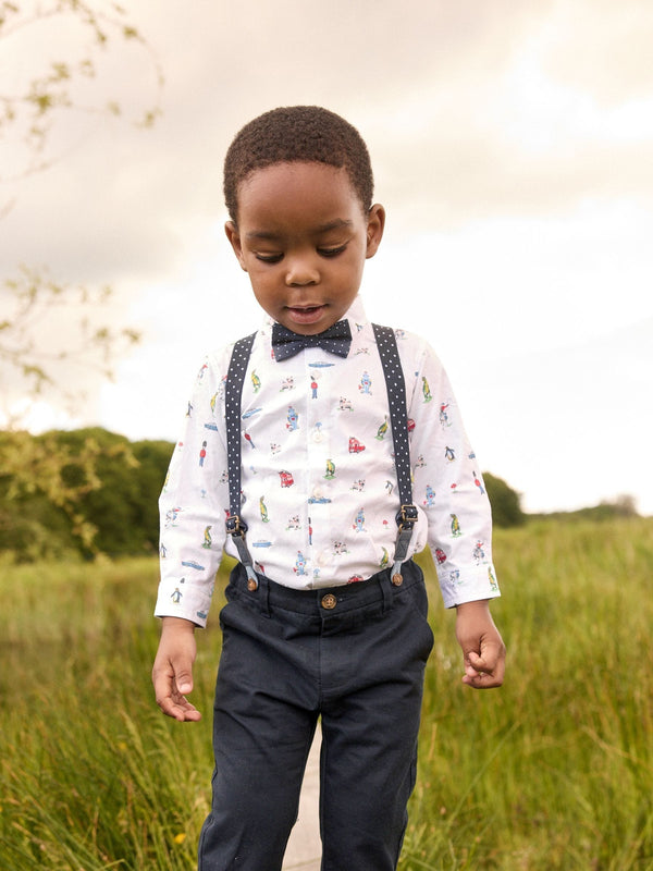 Cath Kidston Navy/White Shirt, Trousers, Braces & Bow Tie Set (3mths-9yrs)