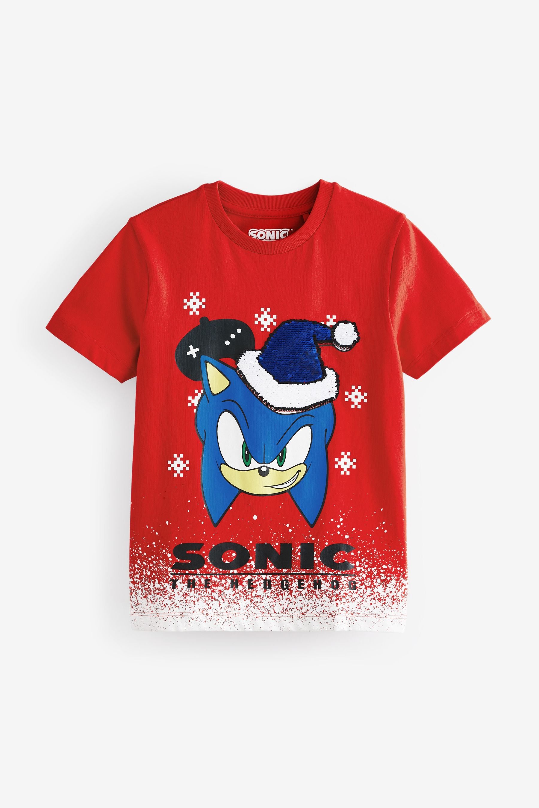 Red Licensed Sonic Christmas 100% Cotton T-Shirt (3-16yrs)