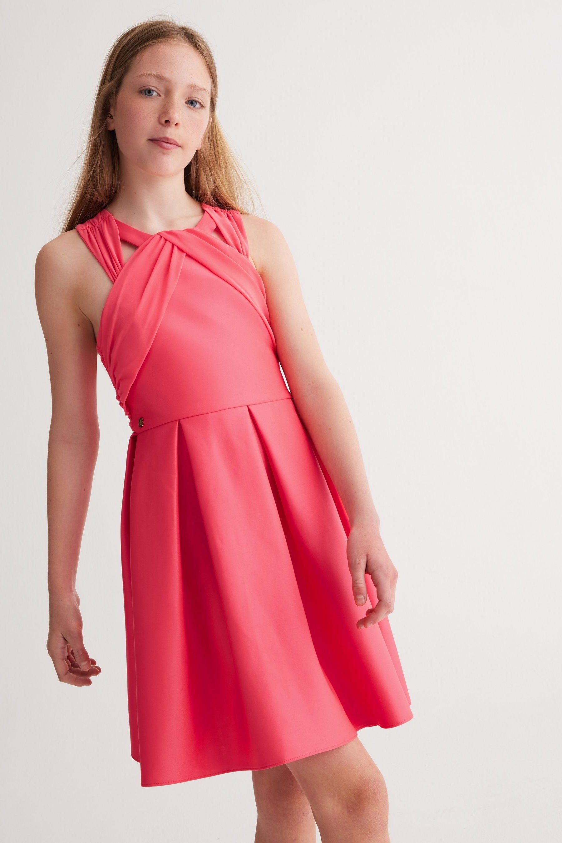 Coral Pink Baker by Ted Baker Coral Pink Chiffon Scuba Dress