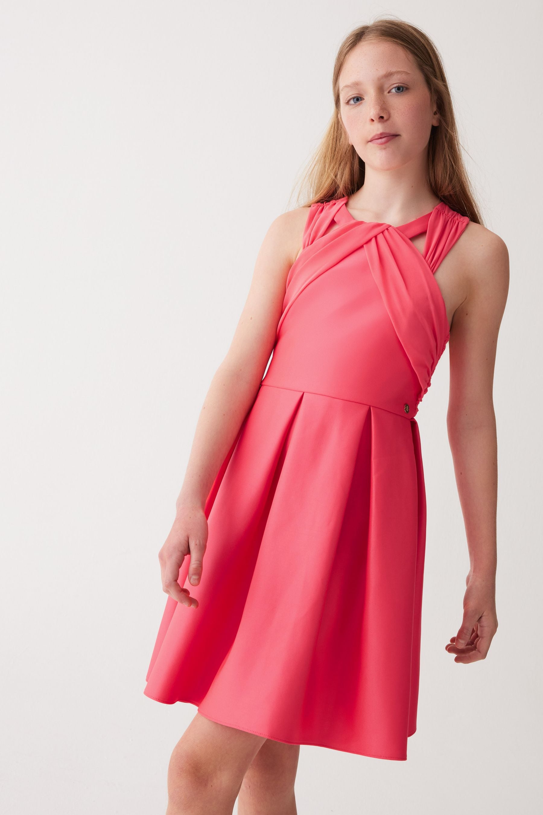 Baker by Ted Baker Coral Pink Chiffon Scuba Dress