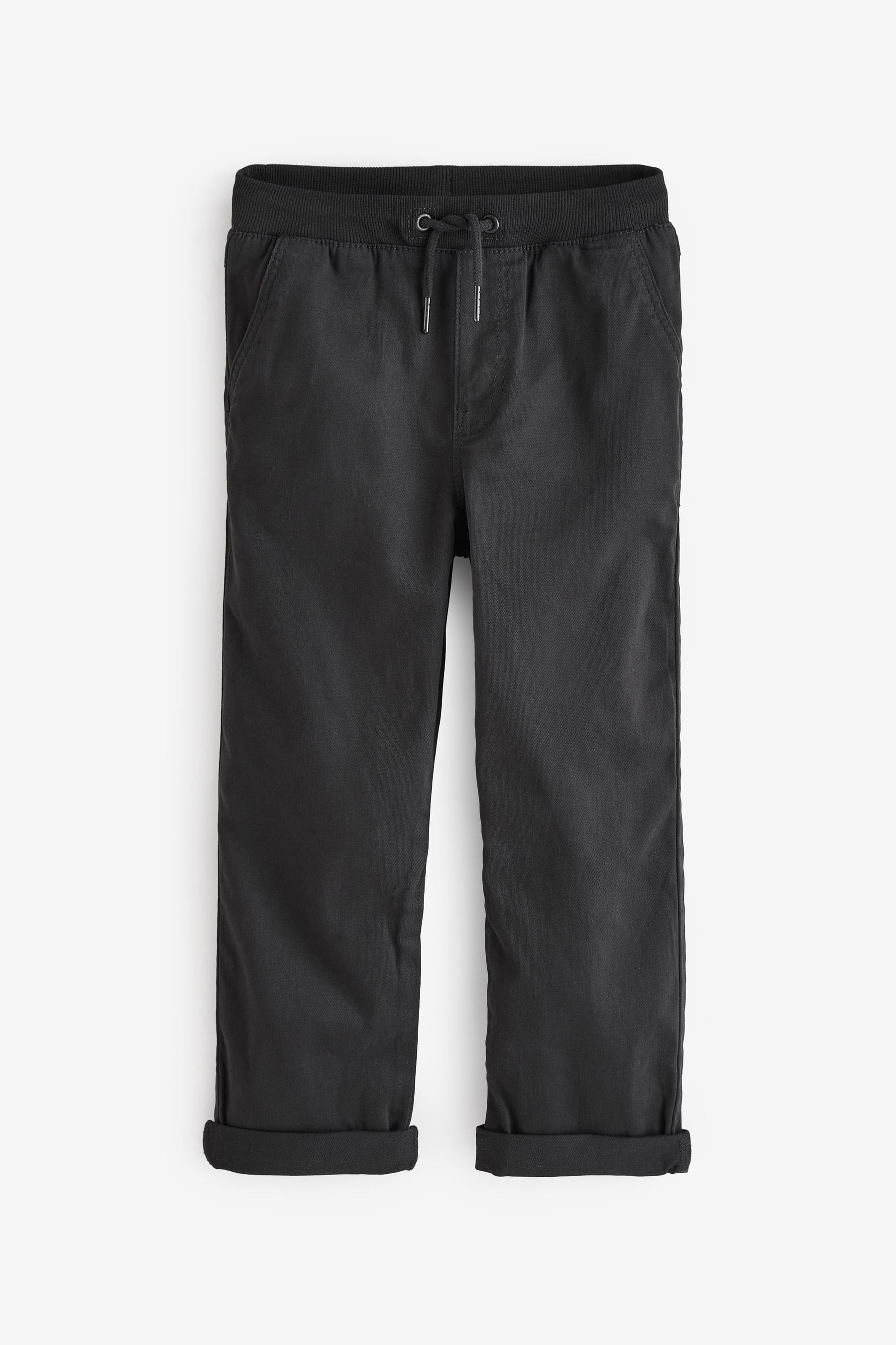 Black Wide Fit Rib Waist Pull-On Trousers (3-16yrs)