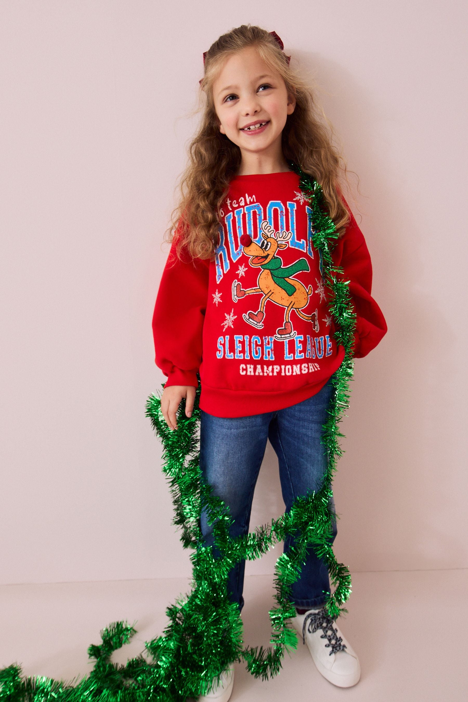 Red Rudolph Christmas Sweatshirt (3-16yrs)