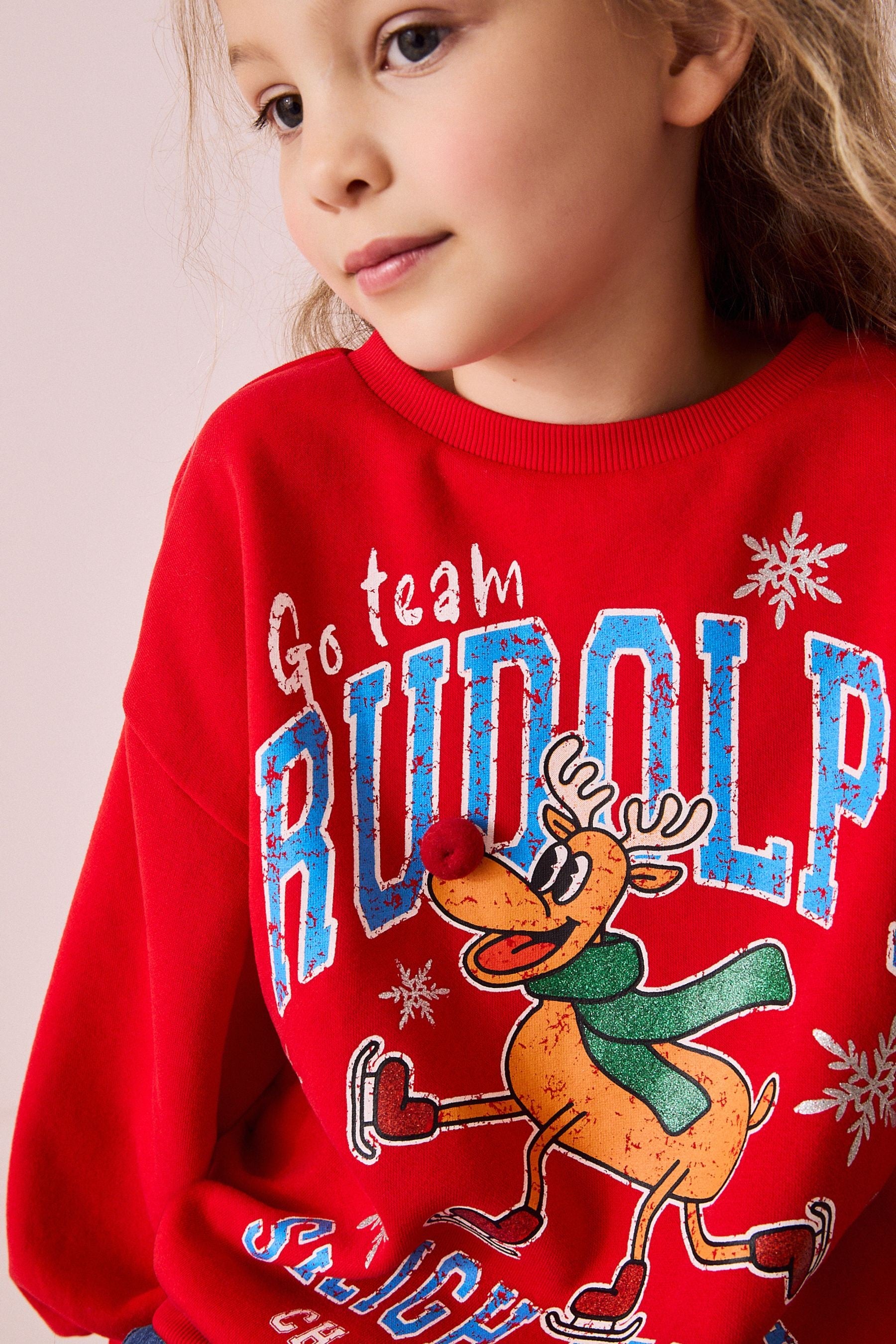 Red Rudolph Christmas Sweatshirt (3-16yrs)