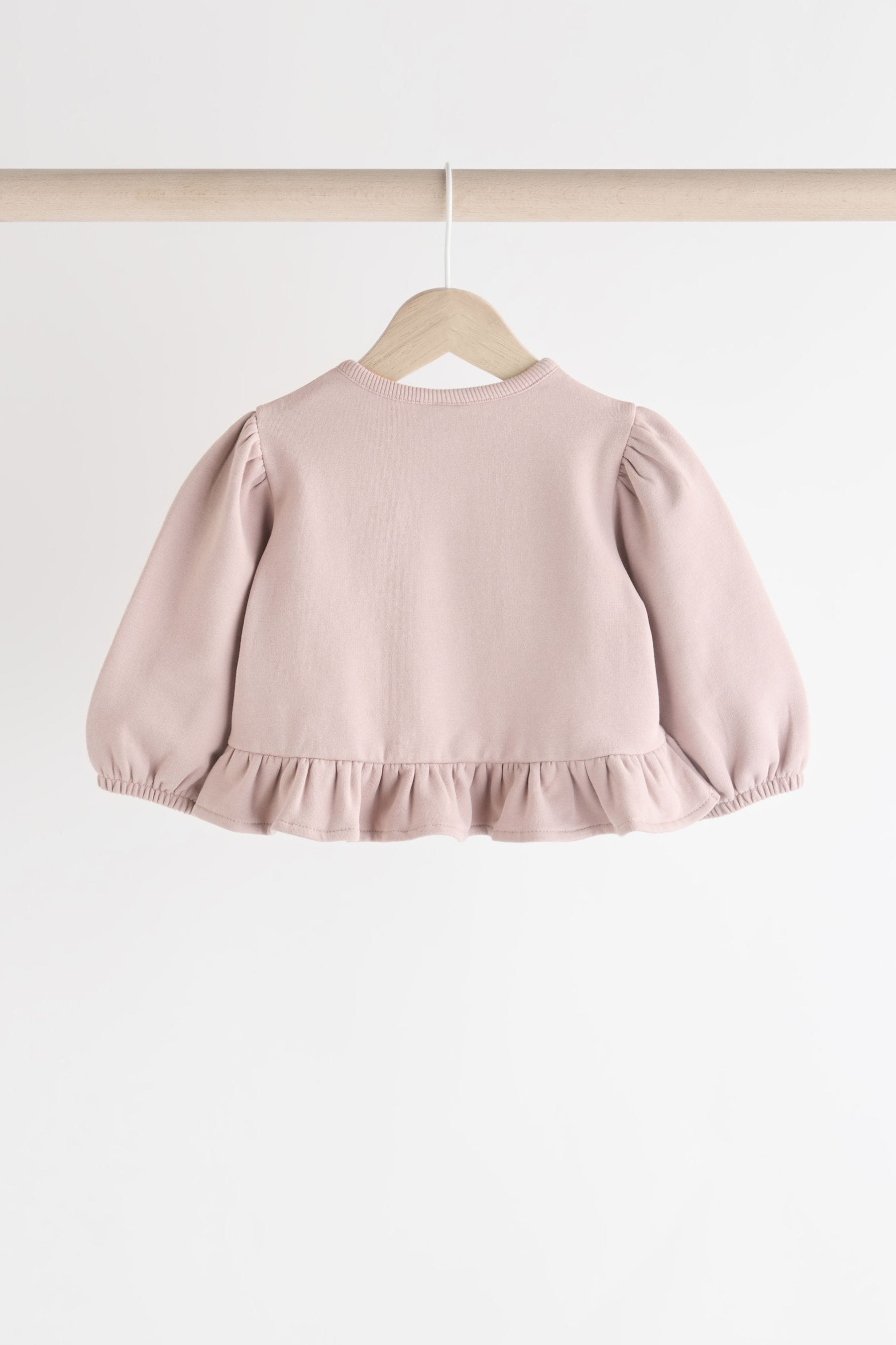 Mauve Purple Frill Hem Baby Sweat Jumper & Trousers Set