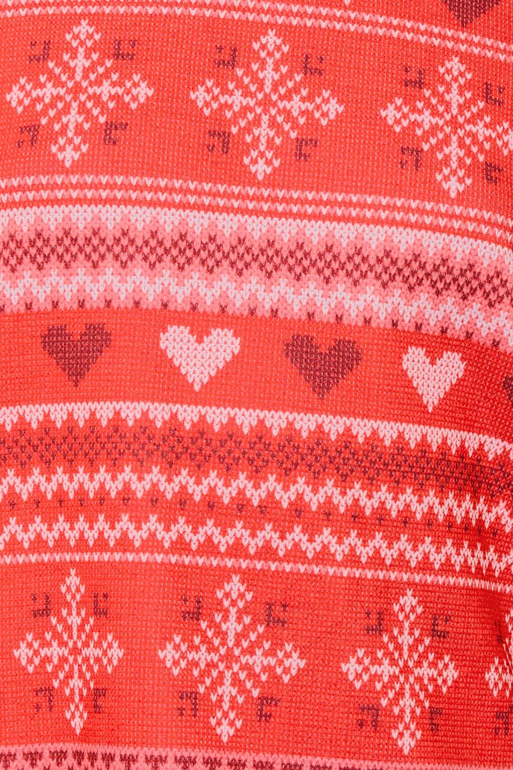 Lipsy Red Fairisle Christmas Jersey Waffle Texture Pyjamas (5-16yrs)