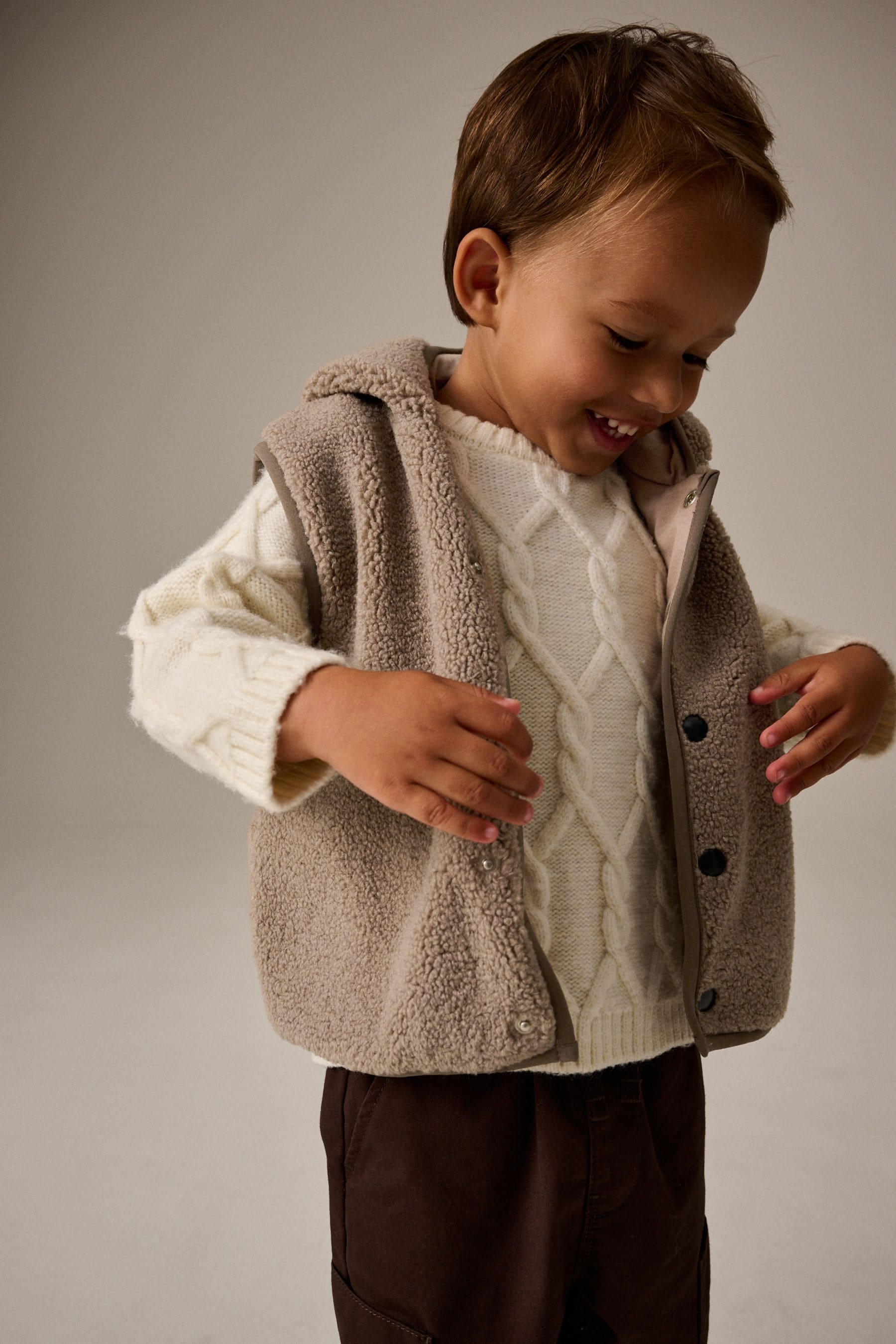 Tan Brown Fleece Gilet Jacket (3mths-7yrs)