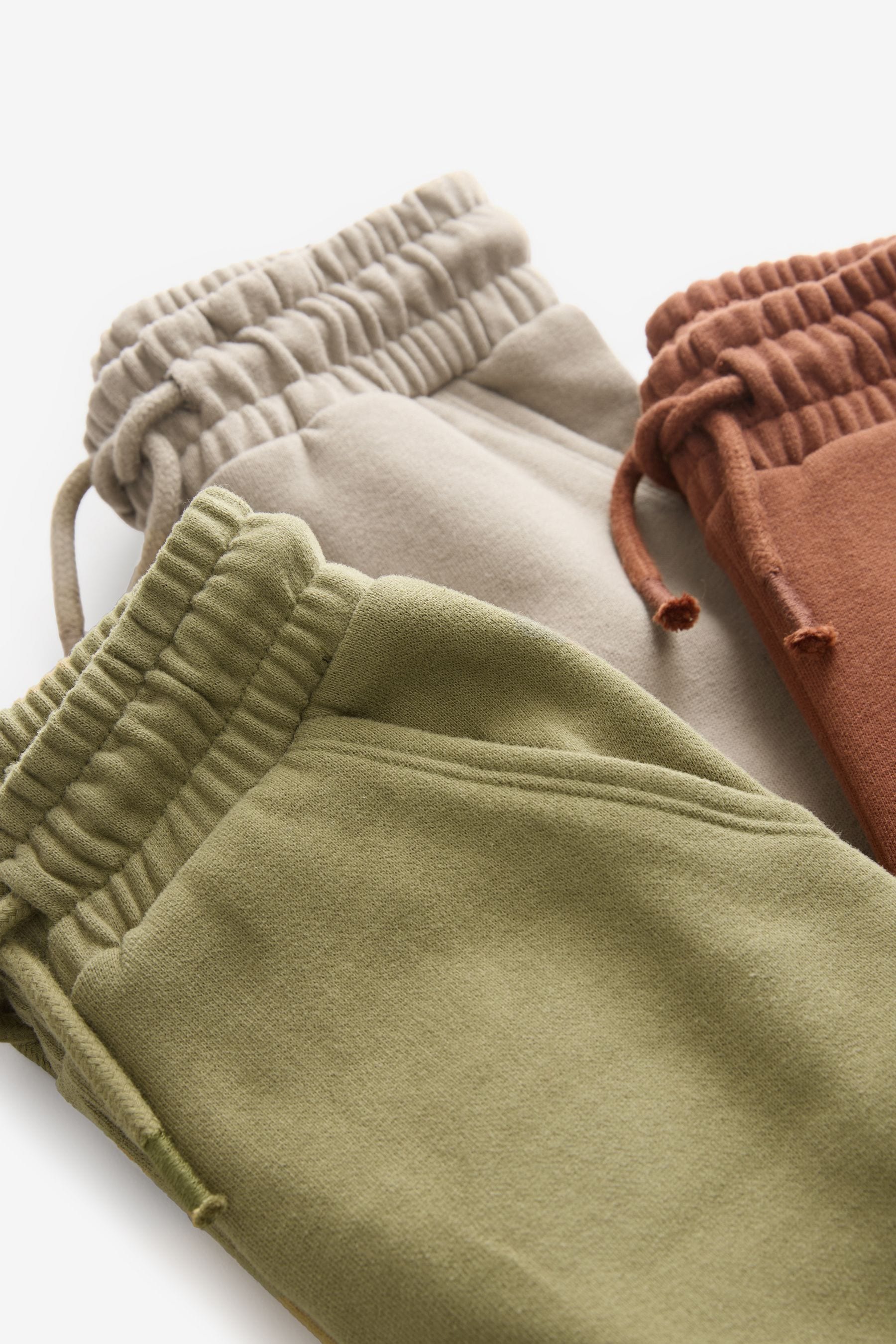 Rust Brown/Khaki/Sage Soft Touch Joggers 3 Pack (3mths-7yrs)