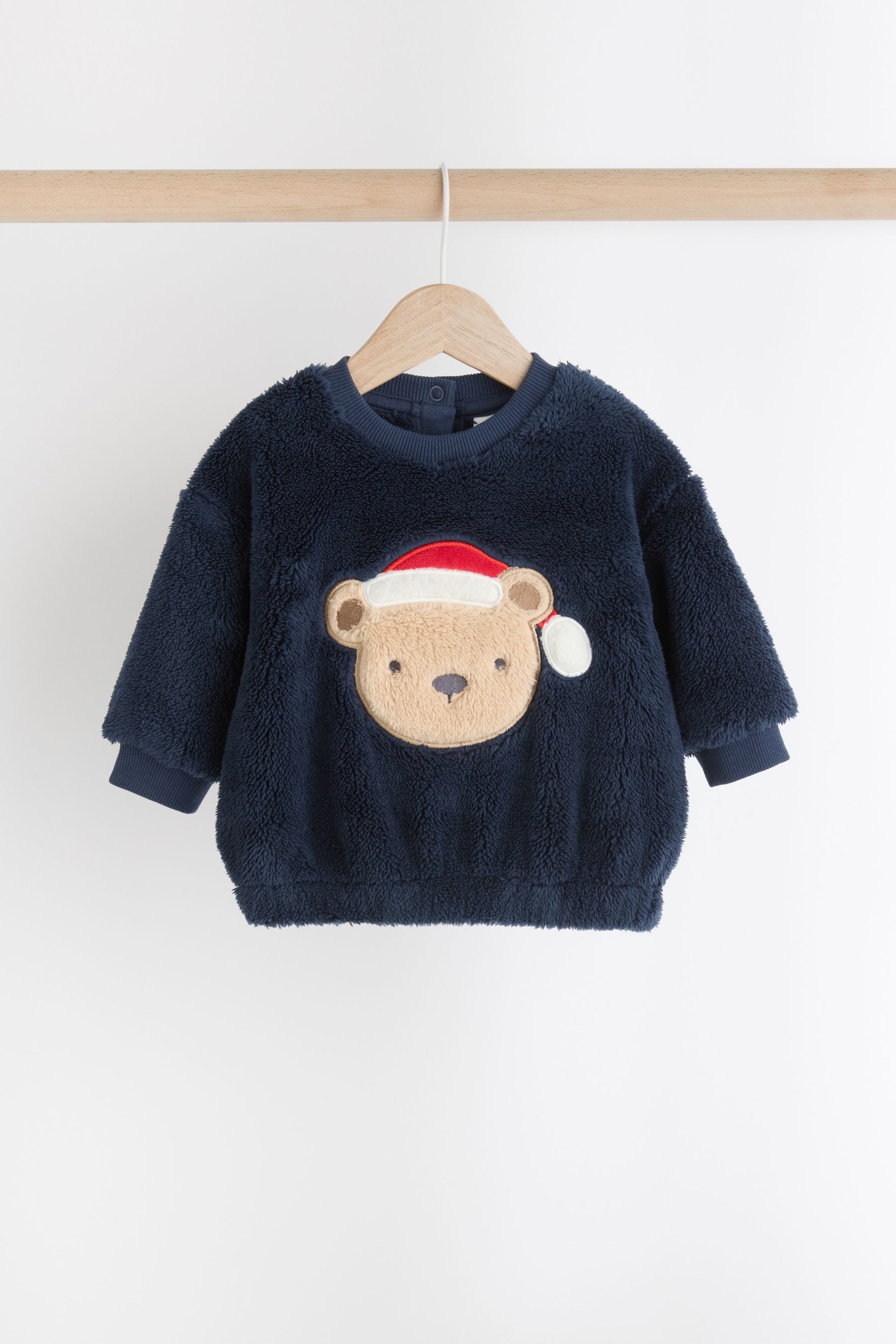 Navy Santa Bear Baby Fleece Top and Joggers Set