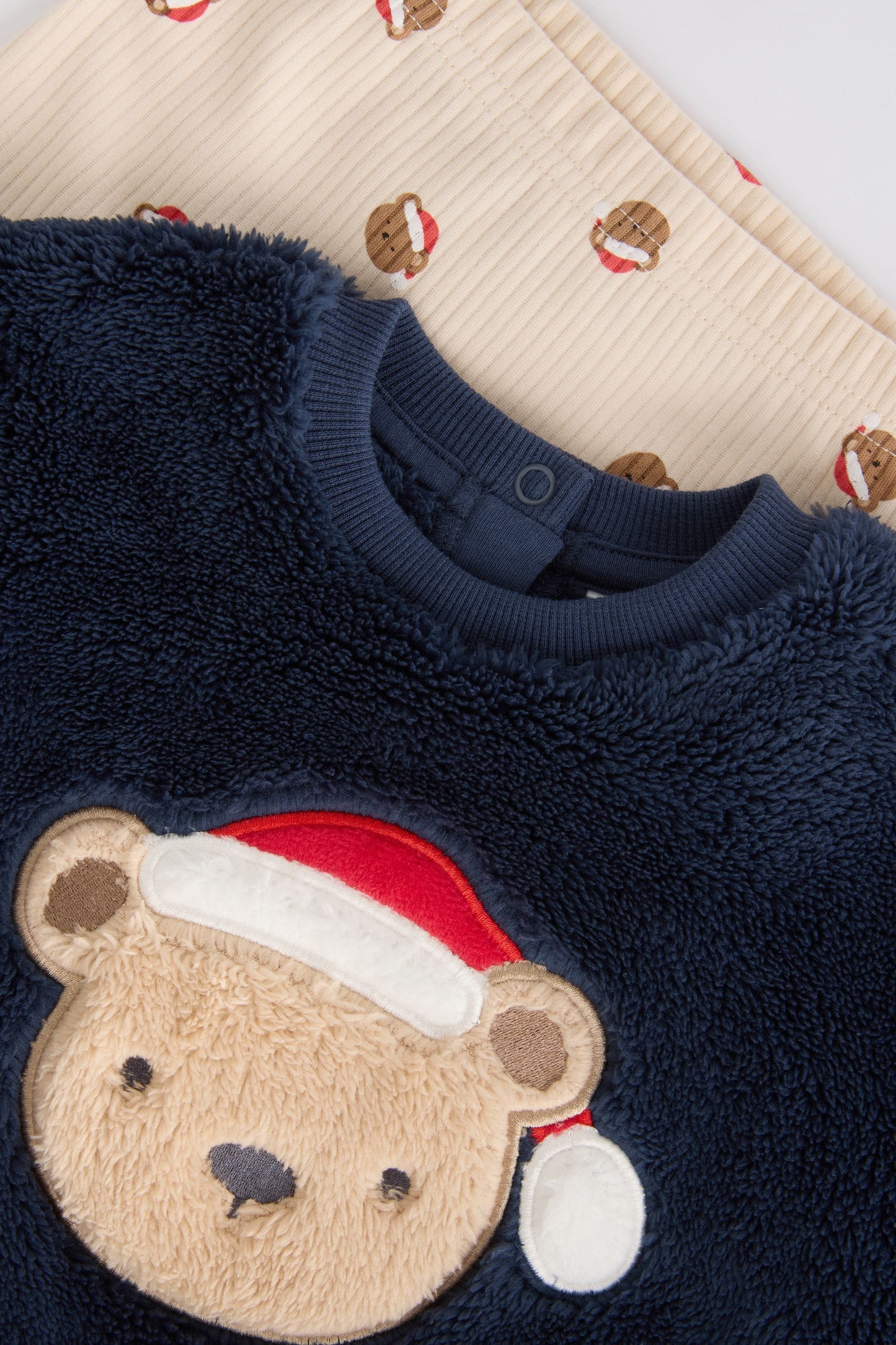 Navy Santa Bear Baby Fleece Top and Joggers Set