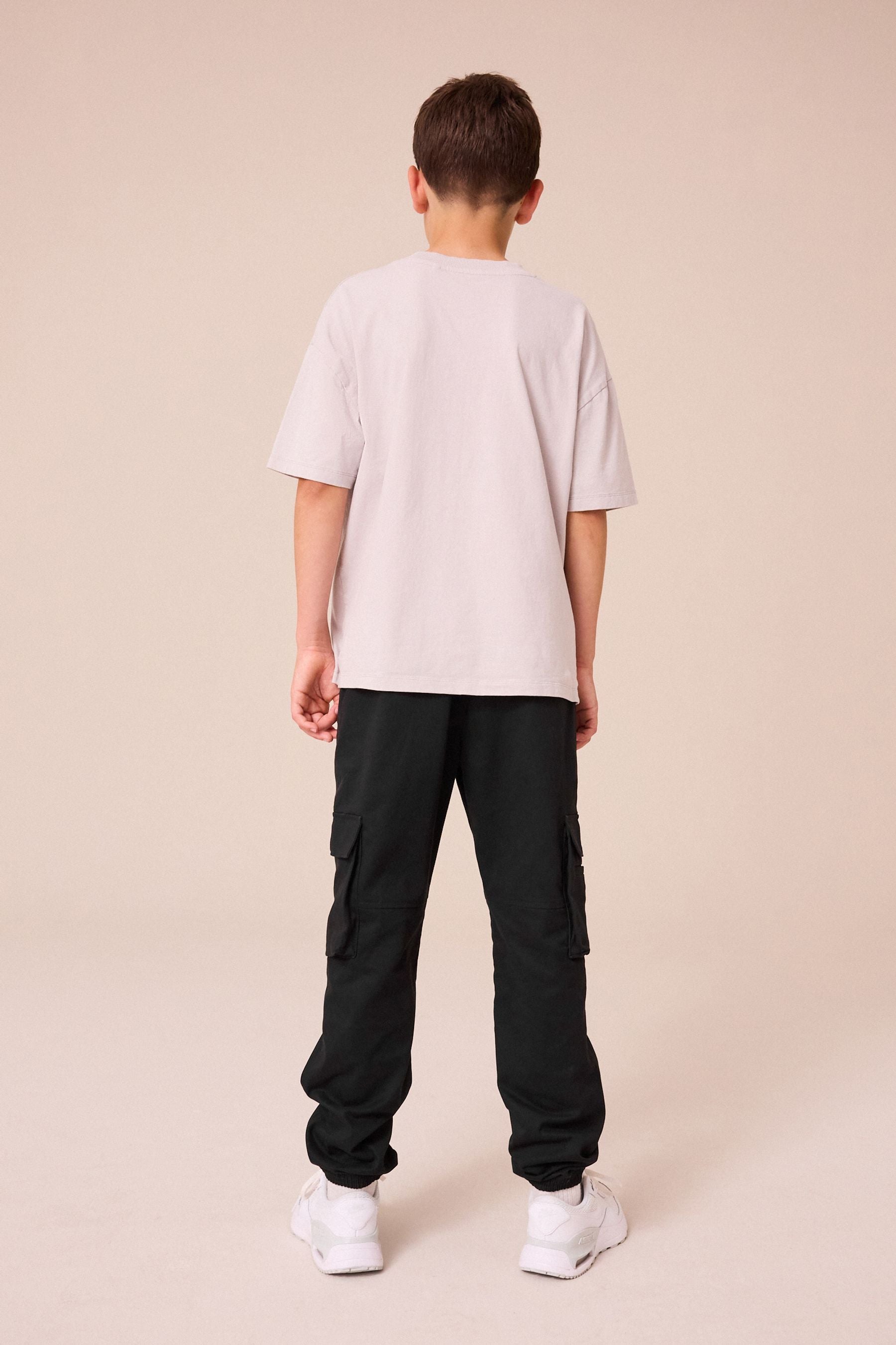 Black Cargo Graffiti Embroidery Trousers (3-16yrs)